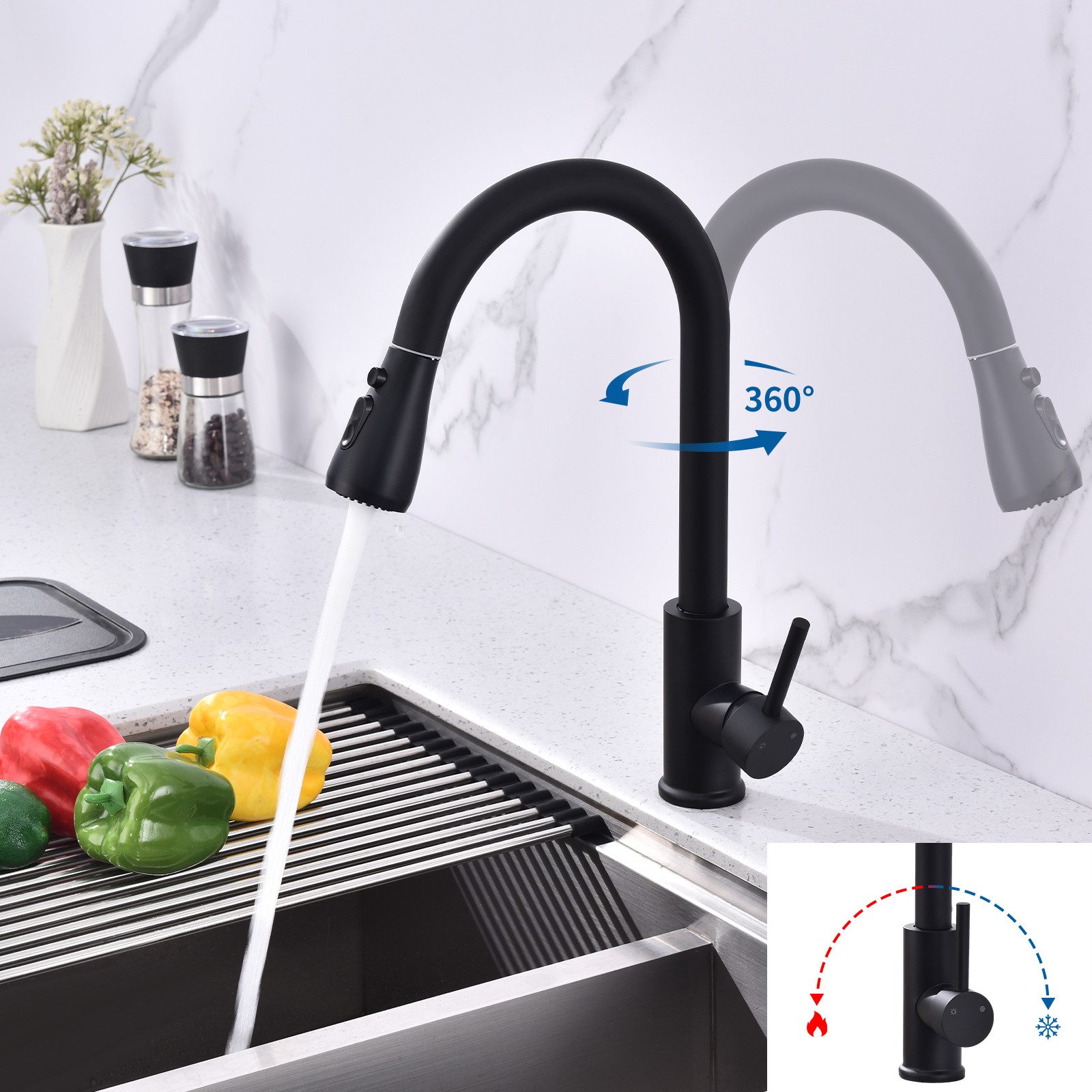HOMELODY Spültischarmatur Hochdruck Wasserhahn Küche 360° günstig online kaufen