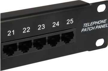 DIGITAL DATA Kabelkanal EQUIP Patchpanel 25x Cat3 19" 1U Dual-IDC-komp. schwarz