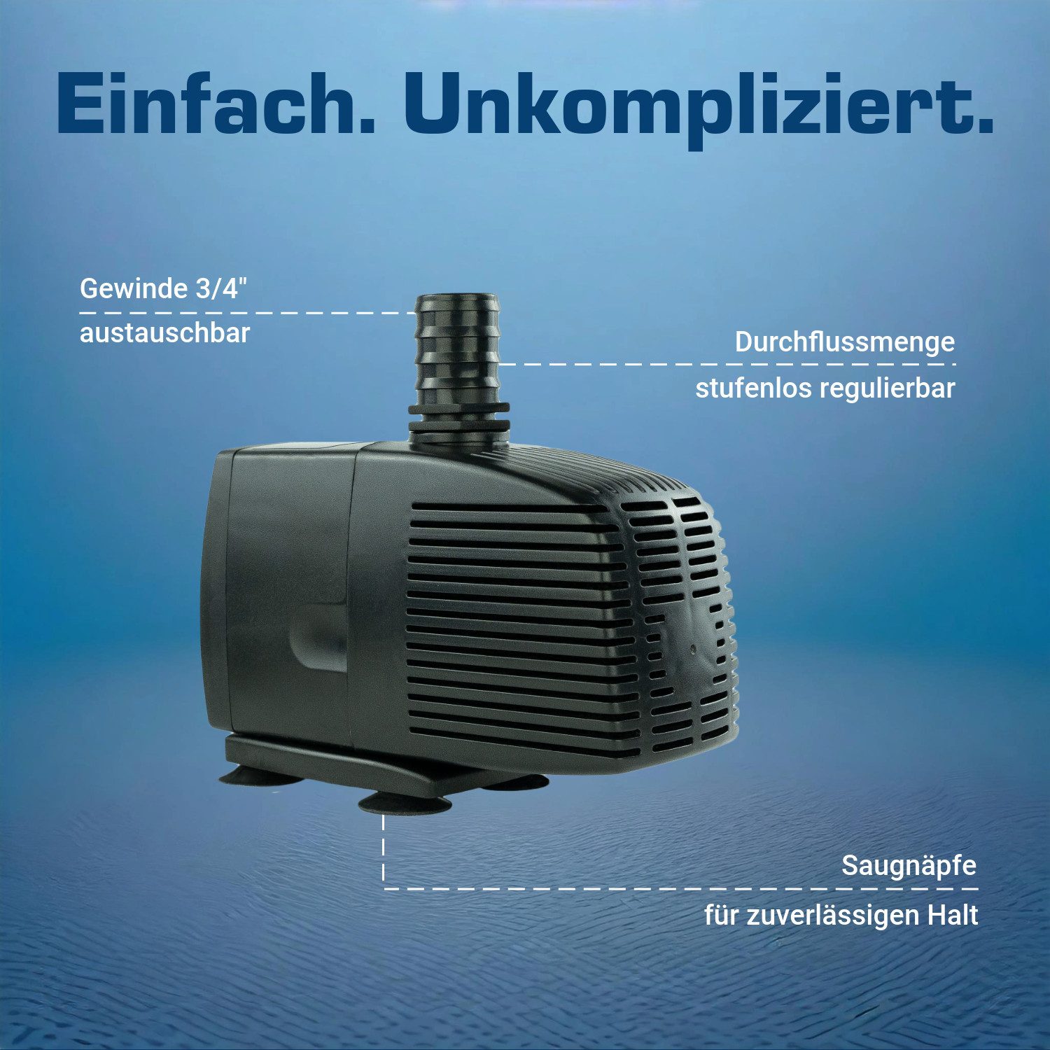 KERRY Teichpumpe 230 V – 3.000 L/H, 10m Kabel, 280 cm Förderhöhe, 60 Watt, Wasserpumpe – Bild 4 von 5