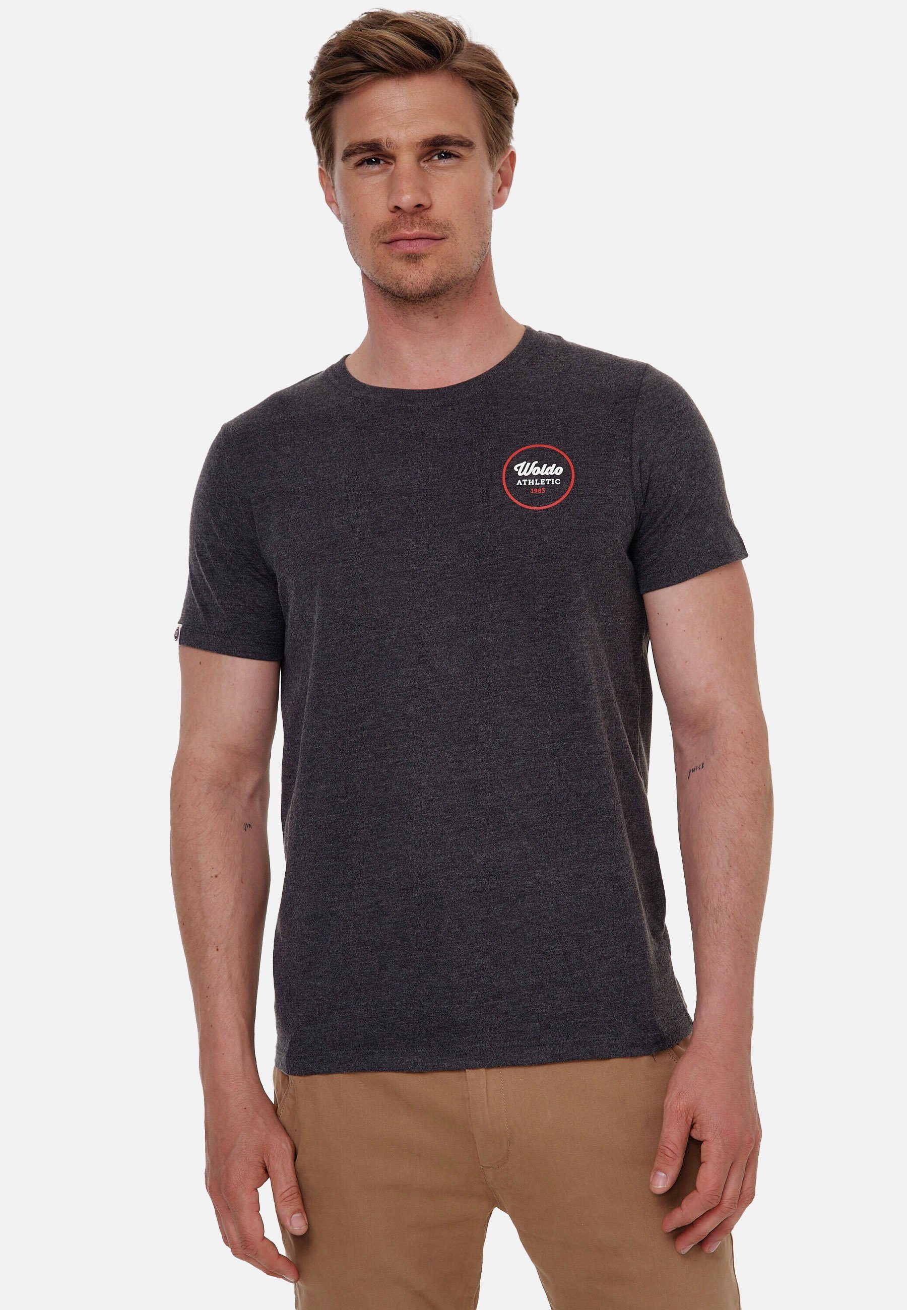 Print T-Shirt Runder dunkelgrau-weiß Woldo Athletic T-Shirt