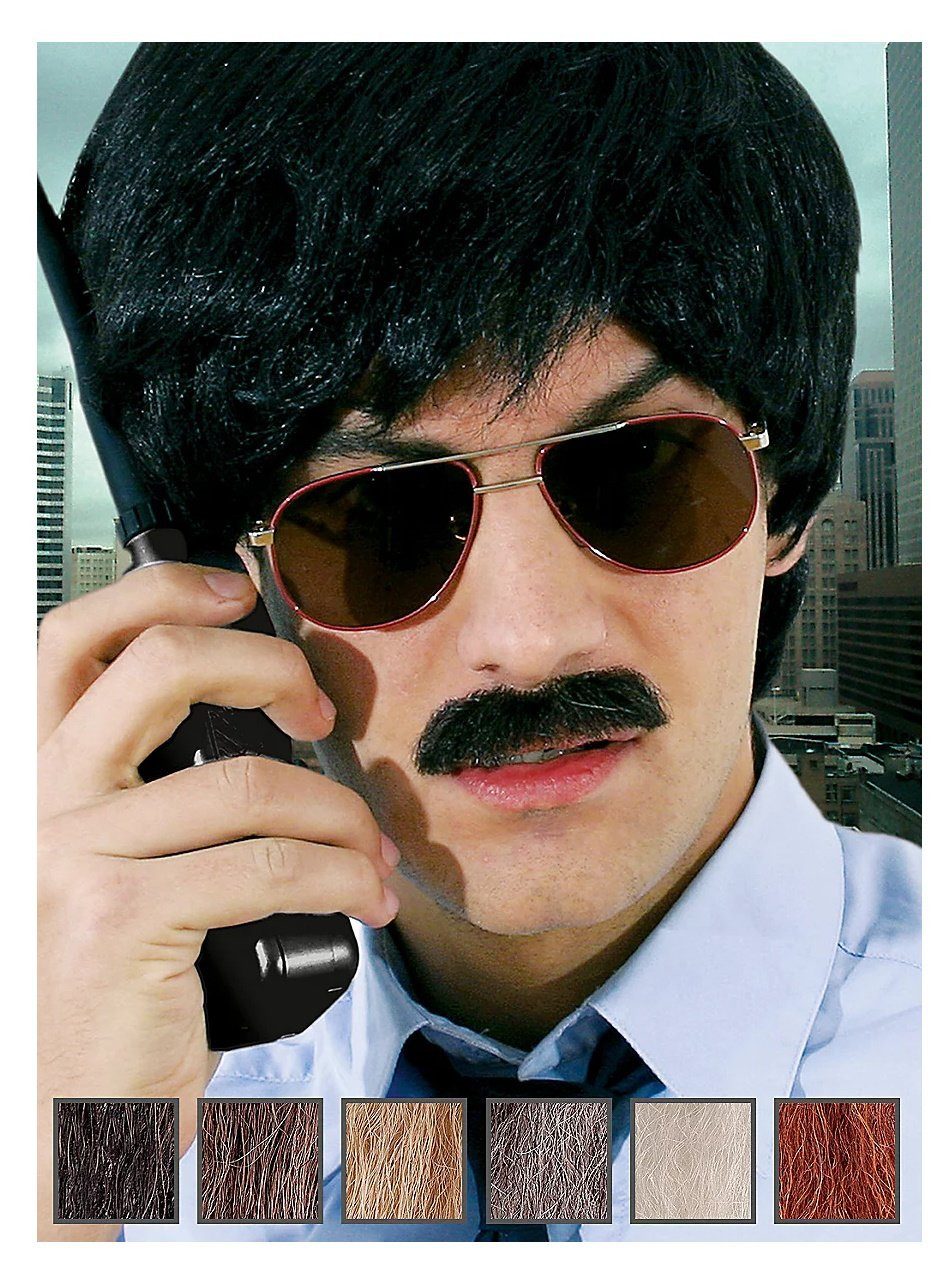 Maskworld Kostüm Schnurrbart Detective - 6 Farben, Professioneller Oberlippenbart in Theaterqualität