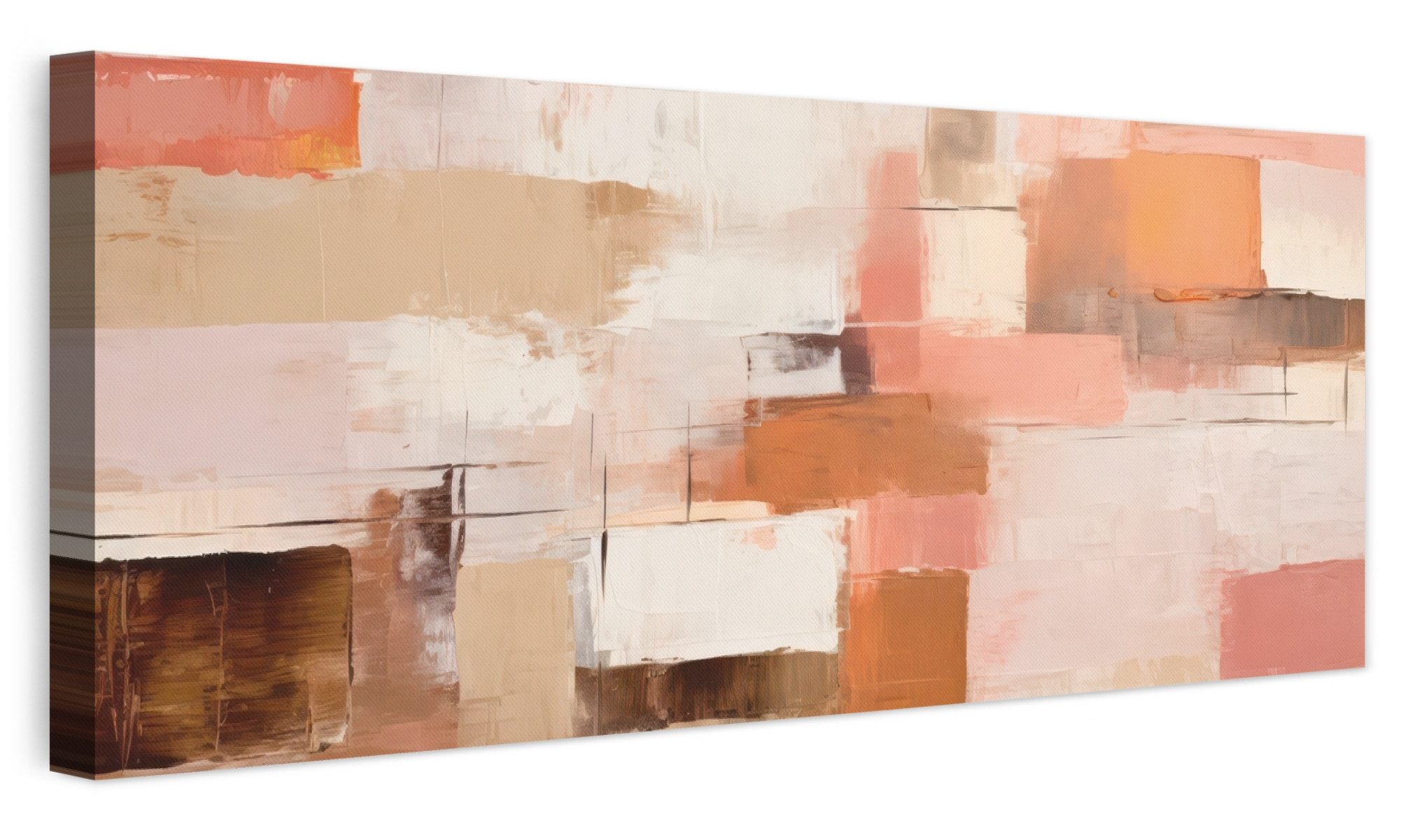 OneMillionCanvasses® Leinwandbild Panorama Kunst - Rosa - Abstrakt, Fotodruck (1 St), Wandbild, Deko Schlafzimmer Wohnzimmer Flur 60x20 cm