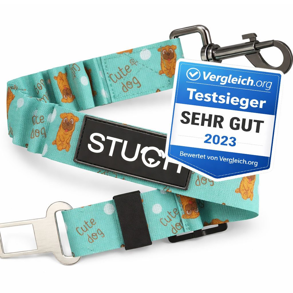STUCH Autohundegeschirr Universeller Bungee Sicherheitsgurt für Hunde -Passend für alle Autos, Polyester, Längenverstellbar 60-80cm, Universell für jede Hunderasse