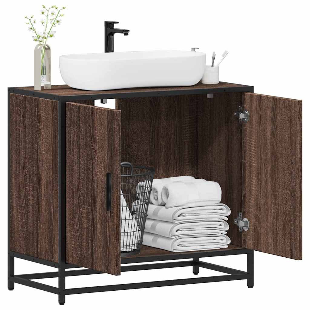 vidaXL Schrankmodule Waschbeckenunterschrank Braun Eichen-Optik 65x33x60 cm günstig online kaufen