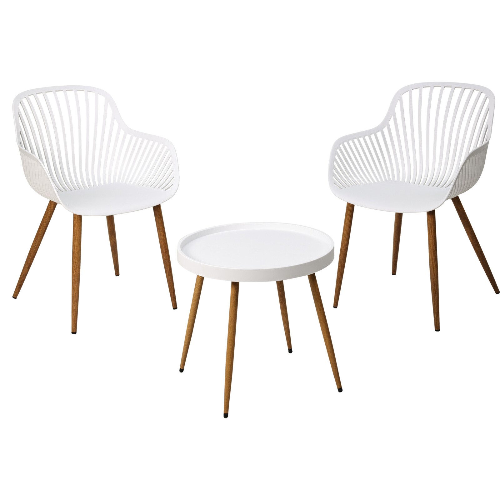 Gartenstuhl Gartenmöbel-Set aus Kunststoff, Tisch und 2 Sessel