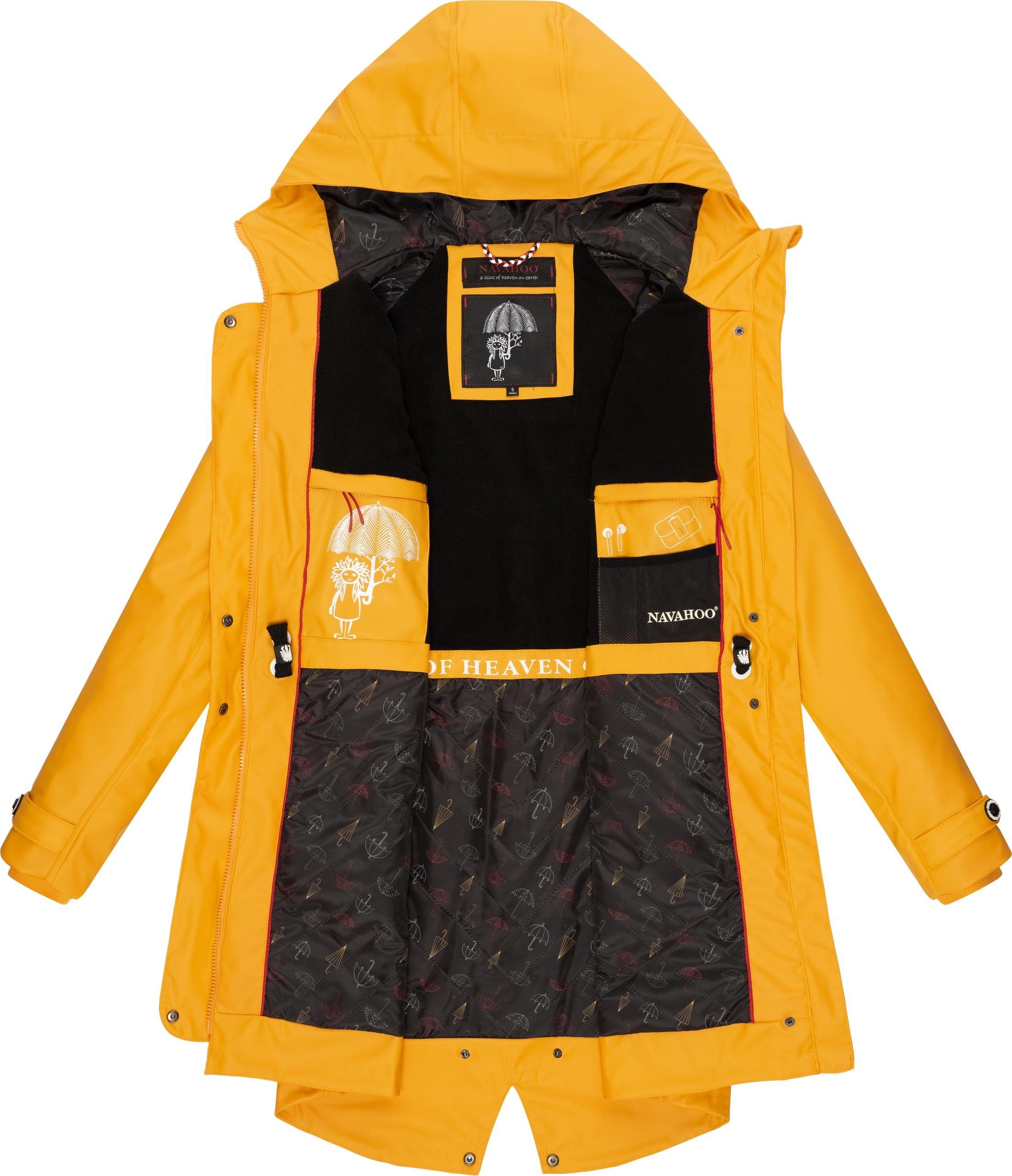 Damen Rainy Kapuze Regenmantel Regenjacke gelb Flower Navahoo modischer mit