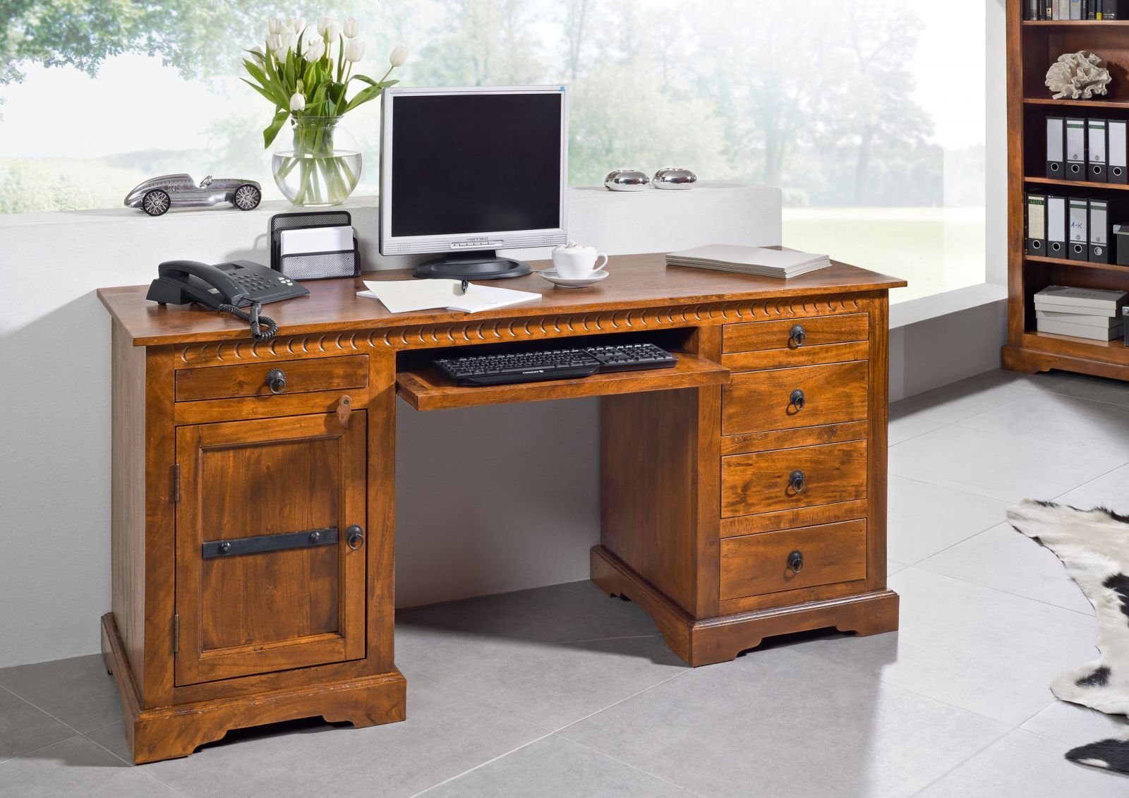 Massivmoebel24 Schreibtisch Schreibtisch Akazie 158x54x76 honig  günstig online kaufen