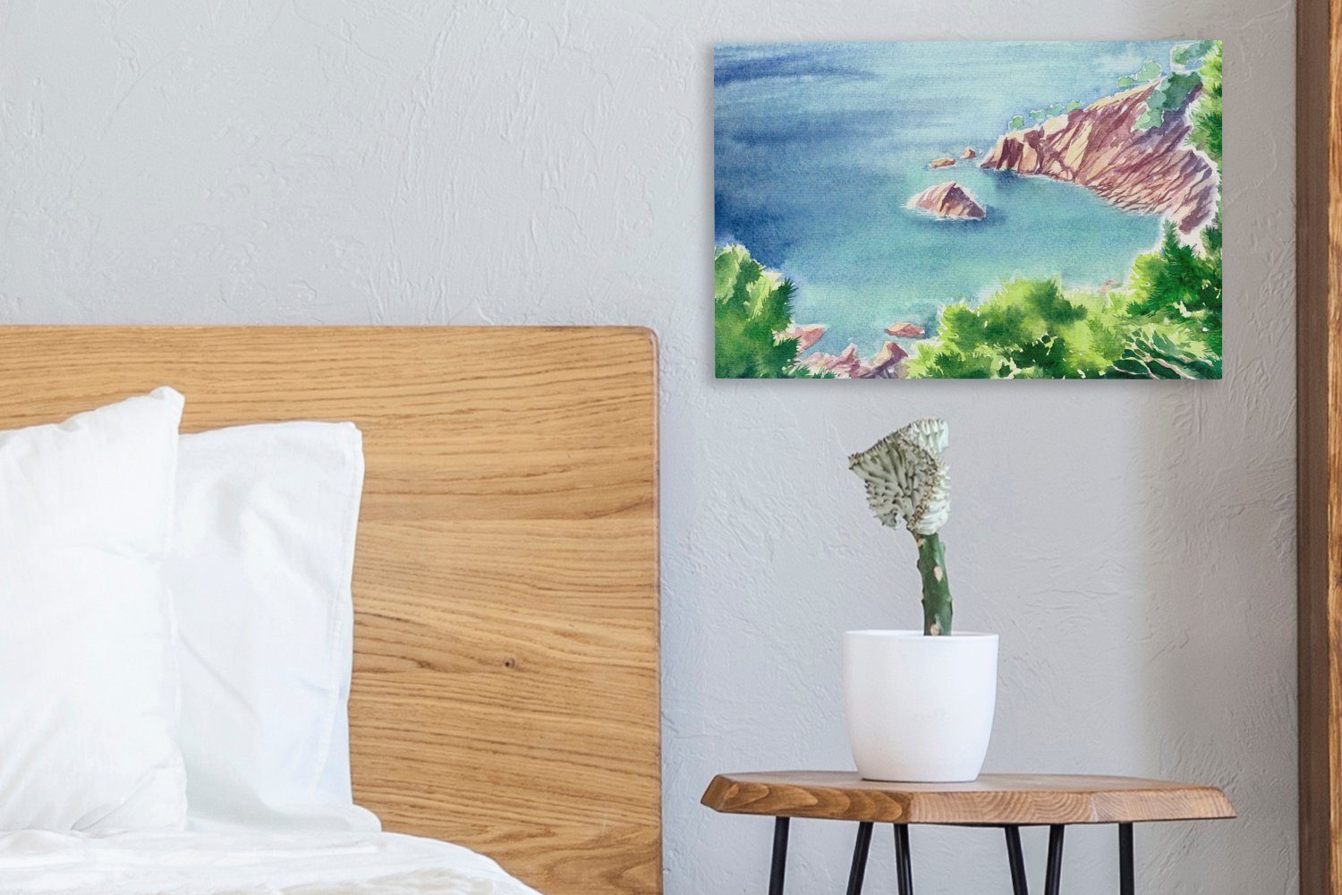 OneMillionCanvasses® Leinwandbild Meer - Berge (1 Wanddeko, Aufhängefertig, - Leinwandbilder, cm St), 30x20 Wandbild Wald