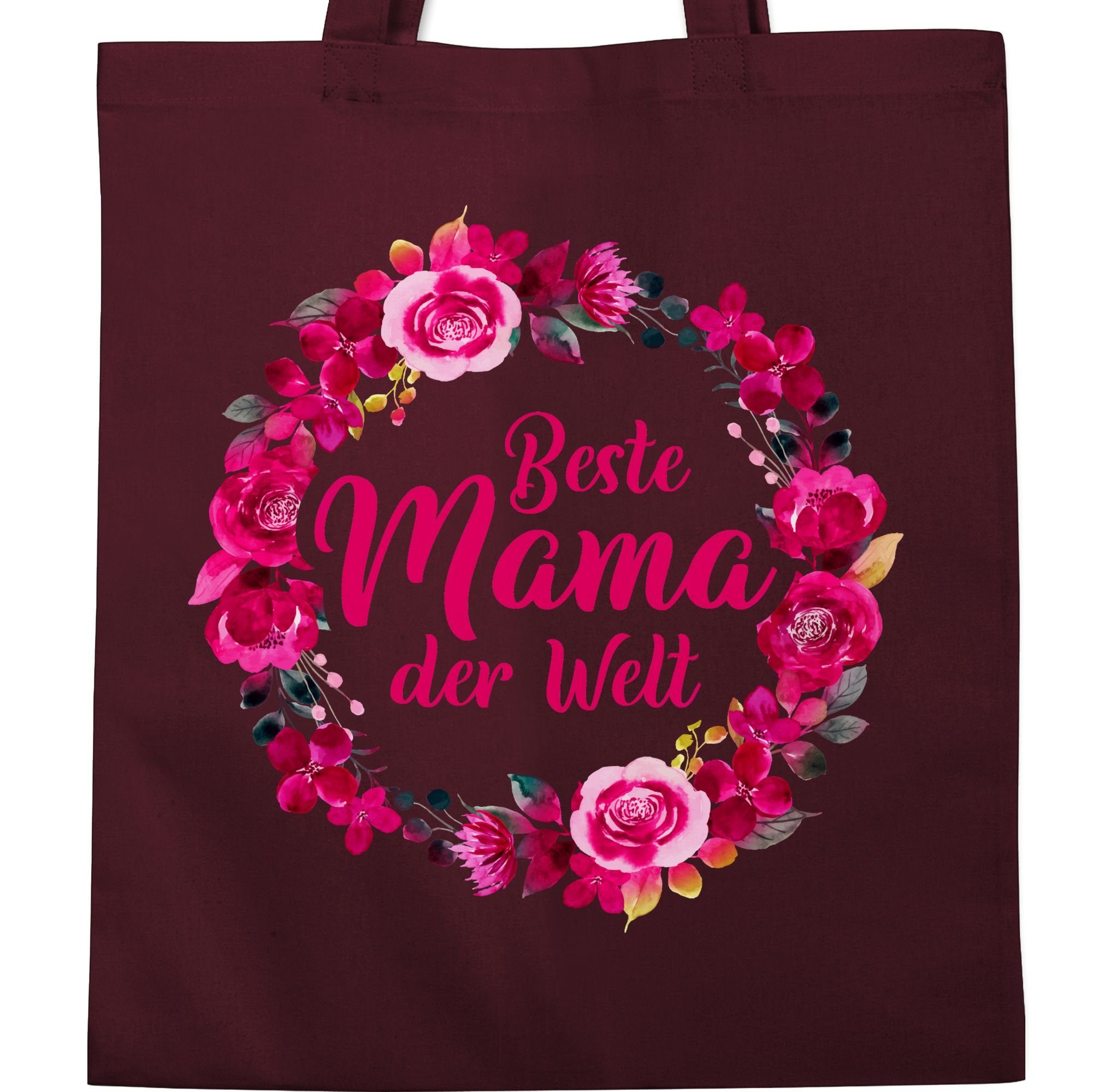 der 3 Bordeauxrot Mama Beste Blumenkranz, Shirtracer Welt Muttertagsgeschenk Umhängetasche