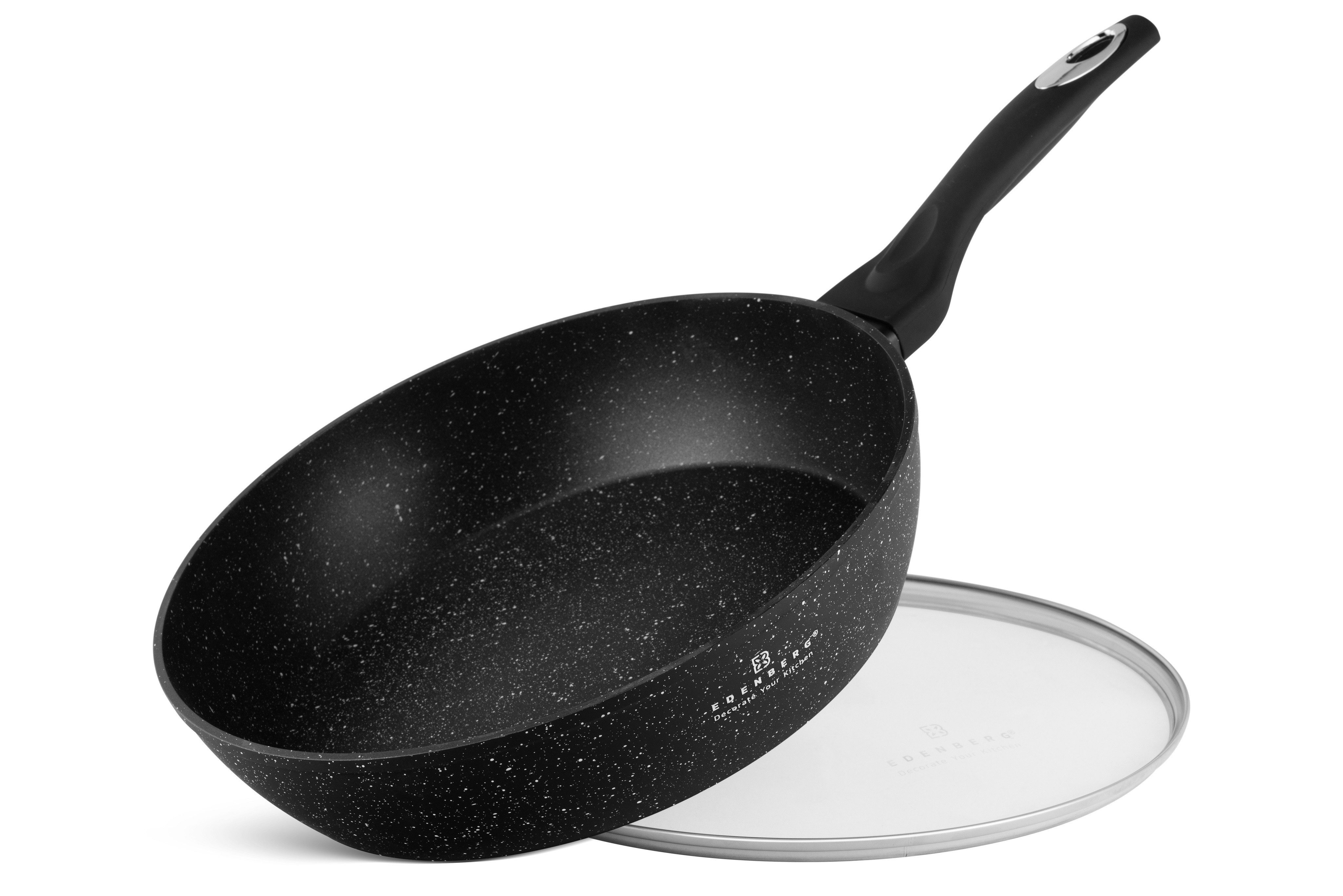 Edenberg Bratpfanne Pfannen in 6 Größen Glasdeckel, hochwertiges geschmiedetes Aluminium, Aluminiumguss (Diese Pfanne ist das perfekte Geschenk für jeden Anlass – praktisch, hochwertig und ein echter Küchenhelfer, über den sich jeder Kochbegeisterte freut., 2-tlg., Zum Braten von Fleisch, Fisch, Gemüse, Eiern, Pfannkuchen, Tofu u.v.m)