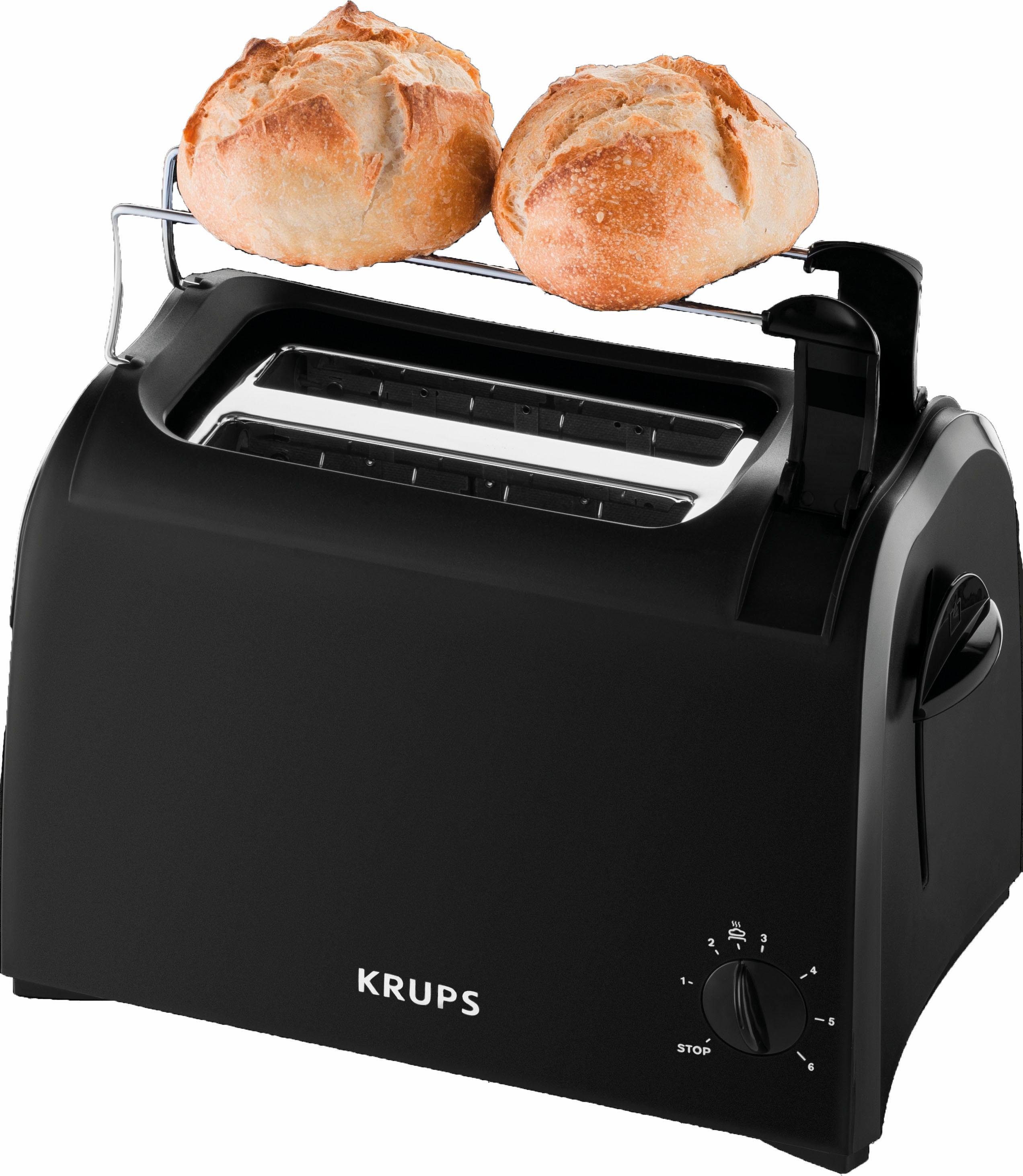 Krups Toaster Pro Aroma KH1518, 2 kurze Schlitze, für 2 Scheiben, 850 W, Krümelschublade, 6 Bräunungsstufen, Hebe-Funktion