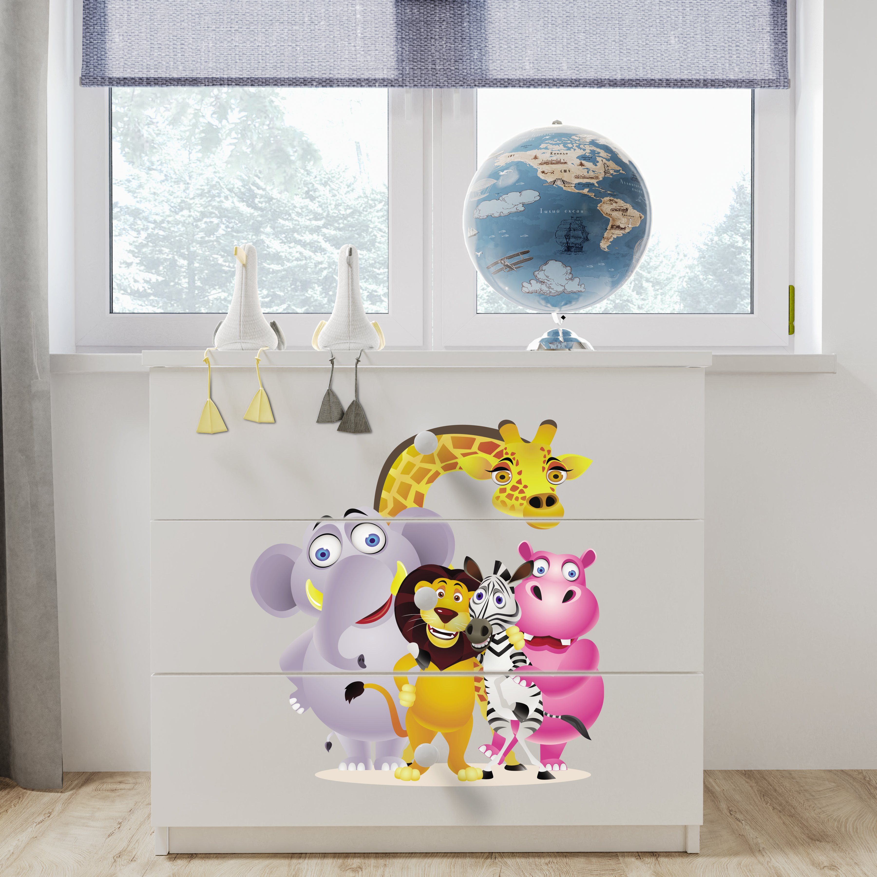 Bjird Kommode Babydream (mit 3 Schubladen), Breite 80 cm, verschiedene Farben und Motive Weiß