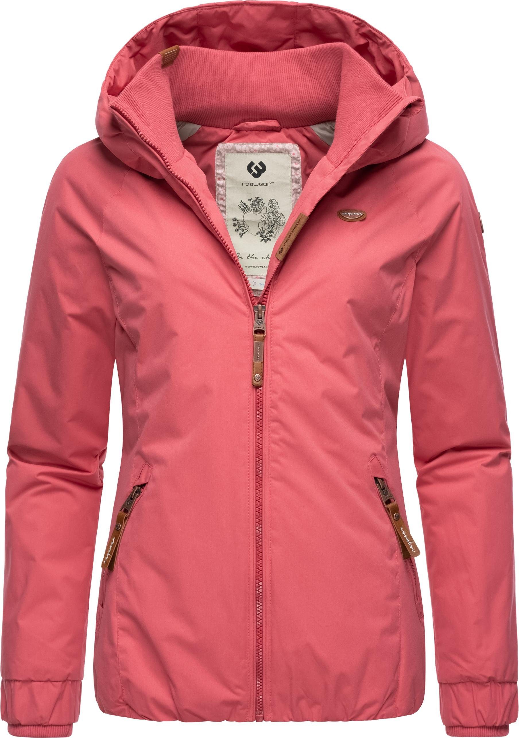 Ragwear Winterjacke Dizzie Winter wasserdichte Outdoorjacke mit Kapuze für den Winter blassrosa