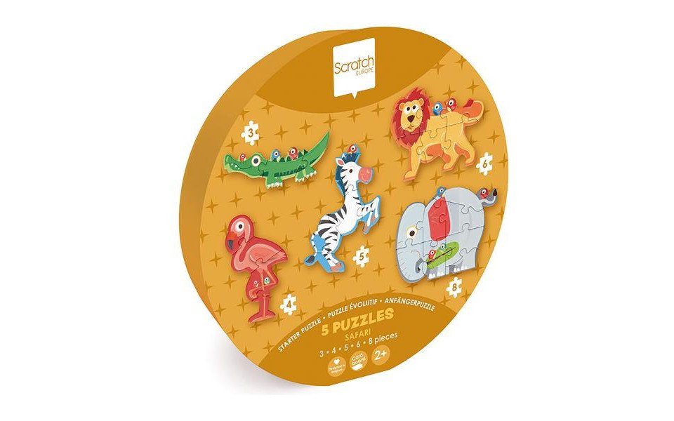SCRATCH Puzzle Beginner Puzzle Safari 3/4/5/6/8 Teile, Puzzleteile