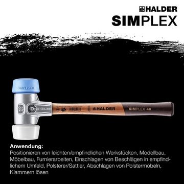 Halder KG Gummihammer HALDER SIMPLEX Schonhammer Ø 50 x 40 mm TPE soft blau / Superplastik