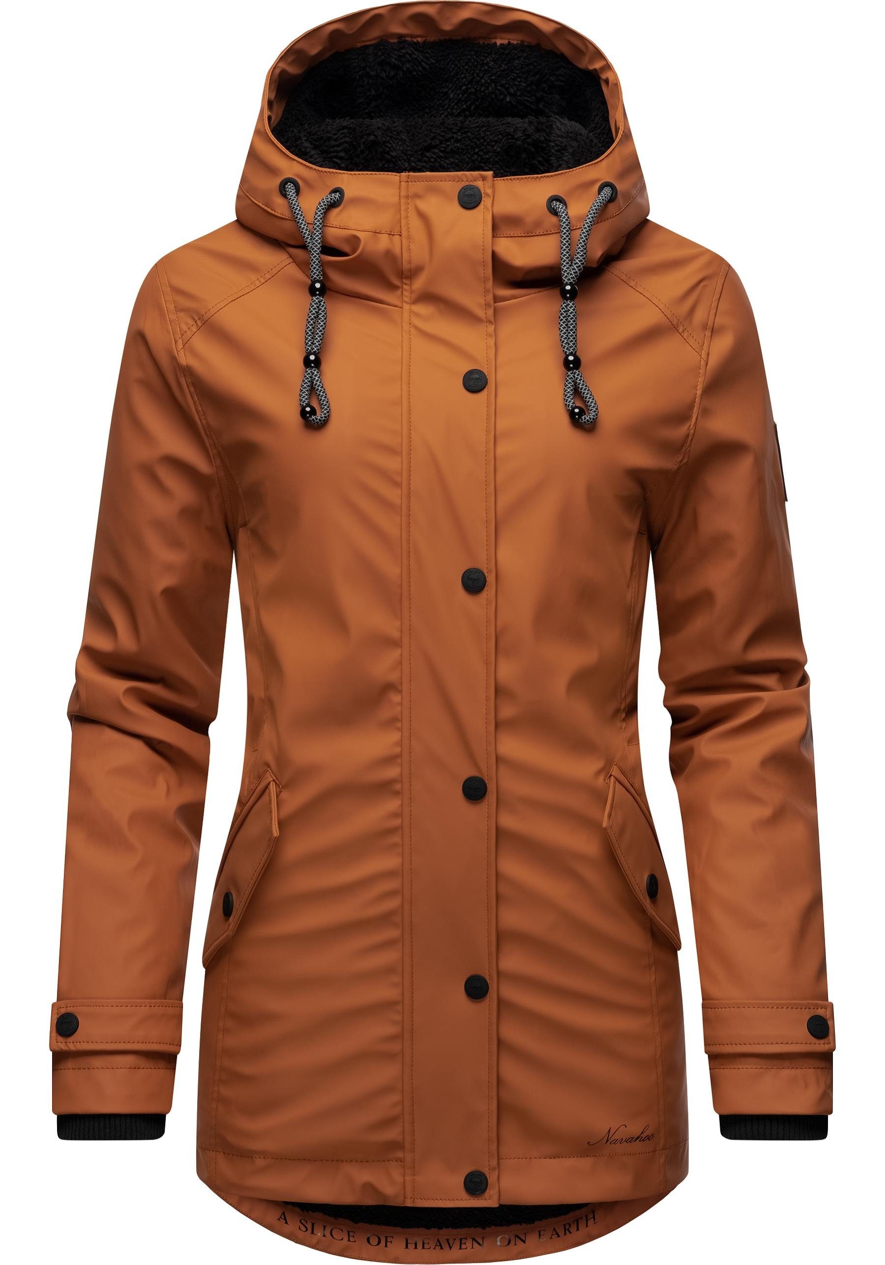 Teddyfell Outdoorjacke wasserdichte mit zimt Regenjacke Lindraa stylische Navahoo