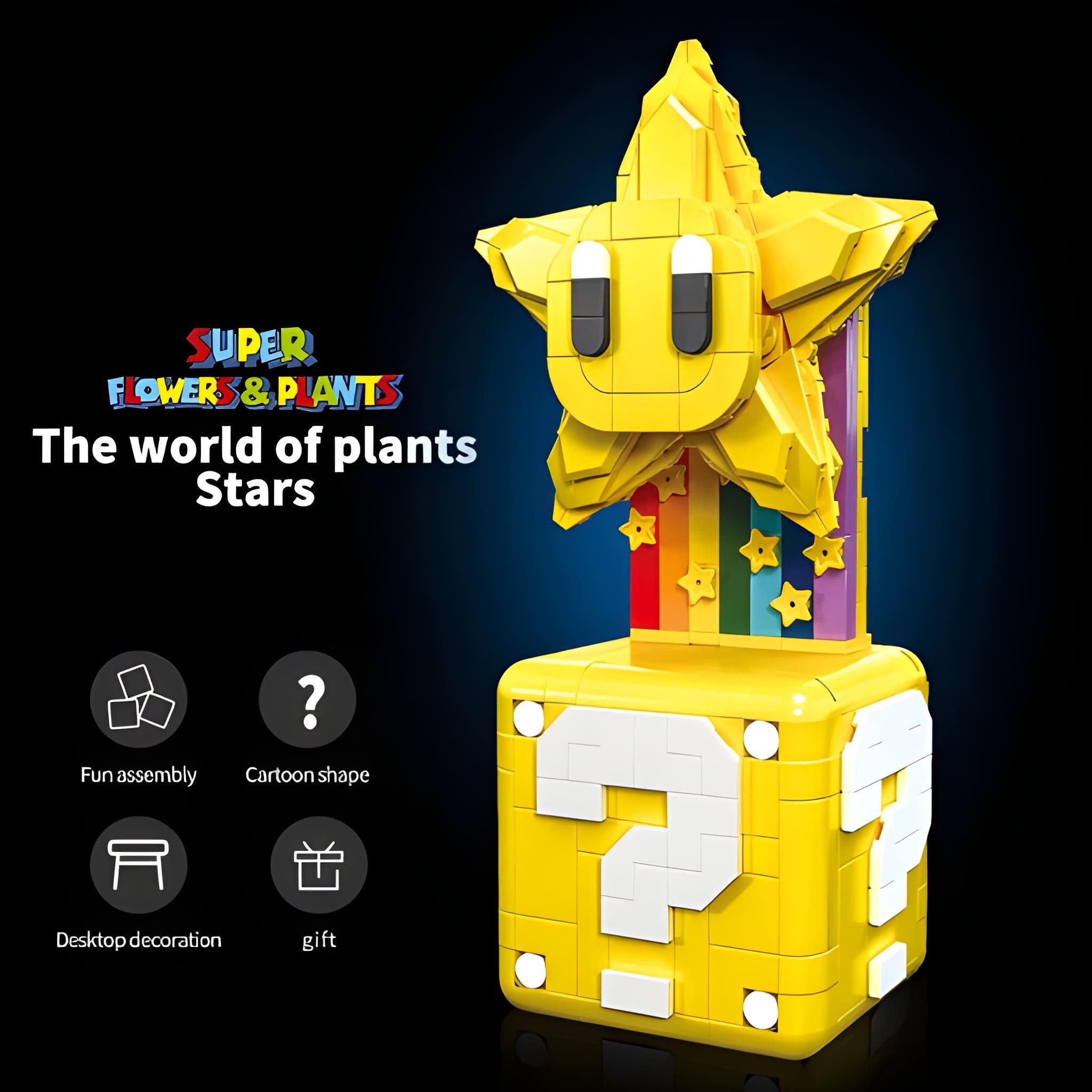 Athlix Klemmbausteine Mario Bausteine Piranha-Pflanze, Flamme, Stern Spielbausteine, 538 Teile, ikonisches Game Design, fördert Kreativität