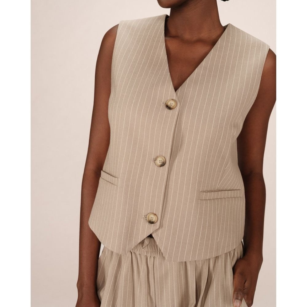 Grace & Mila Kurzweste Striped Waistcoat Sister ? Damen Weste gestreift ? elegante Anzugweste