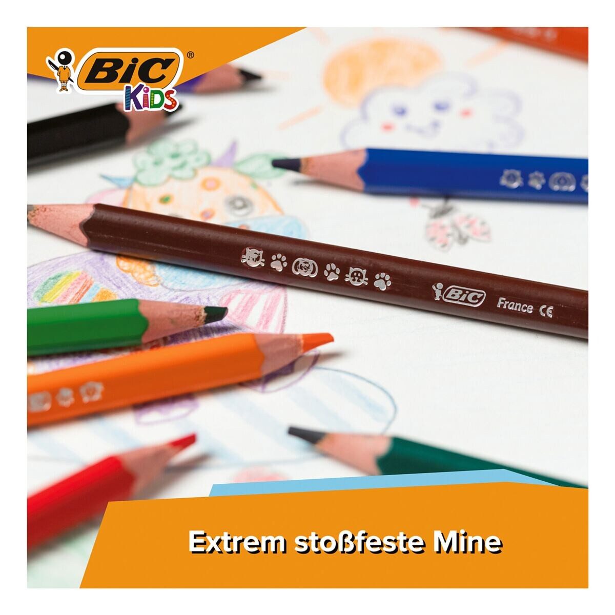 BIC Buntstift Kids - ECOlutions Evolution Triangle, (12-tlg), Schaft aus 50% Recyclingmaterial / holzfrei / extradicker Schaft