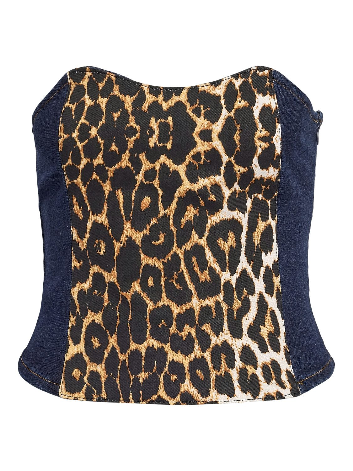 Noisy may Shirttop Corset Trapezausschnitt Extra Slim Fit NMSURE S/L LEOPACTH DENIM CORSET FO048DB