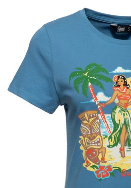 QueenKerosin Print-Shirt Tiki Lagoon (1-tlg) mit hawaiianischem Artwork