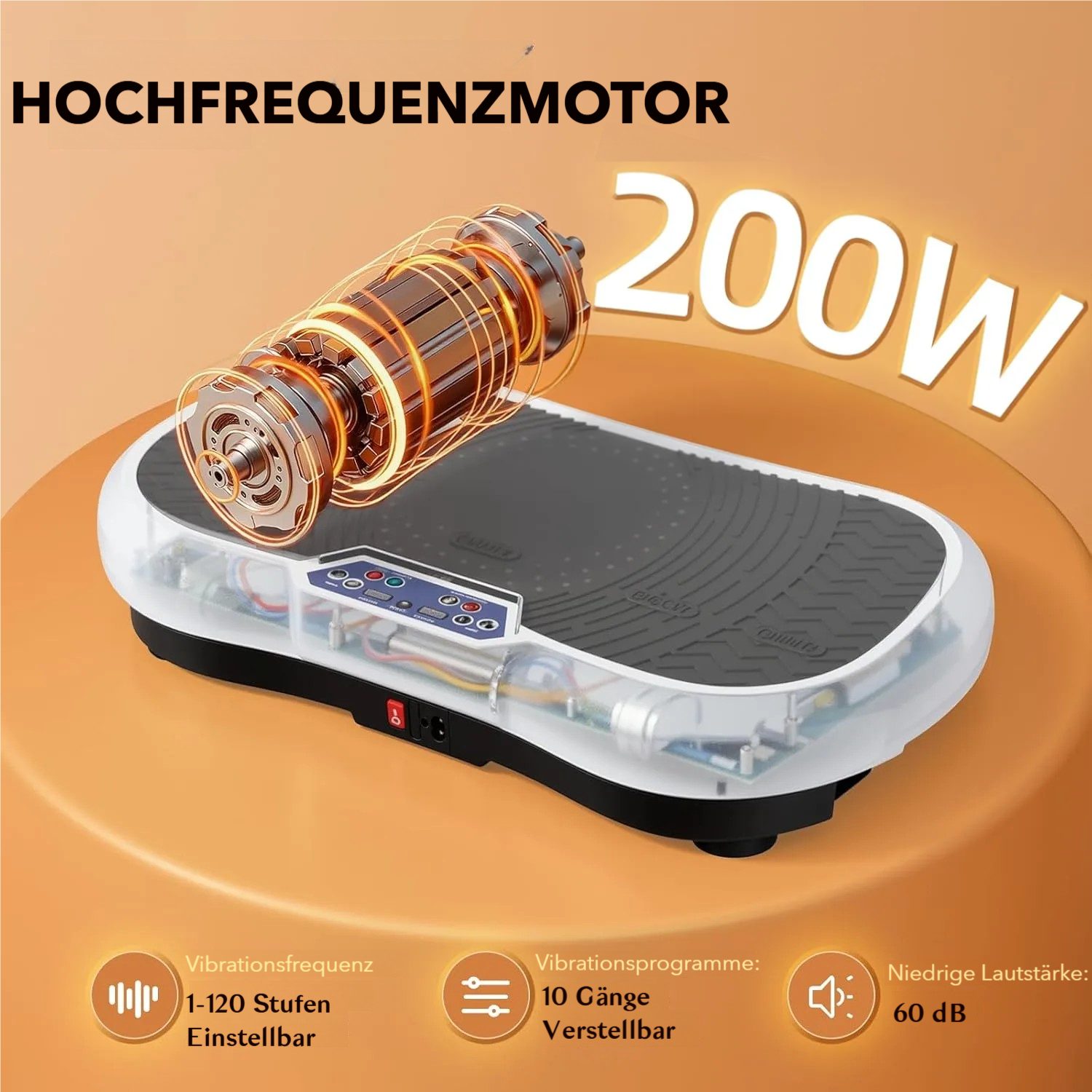 TLGREEN Vibrationsplatte Größe 68x38x14/59x34x13cm,Bis 120KG, 200,00 W, 120 Intensitätsstufen, (mit Trainingsbandern, Ganzkörpertraining zu Hause), Ultra leisem Motor, Fernbedienung, Seitliche Transporträder