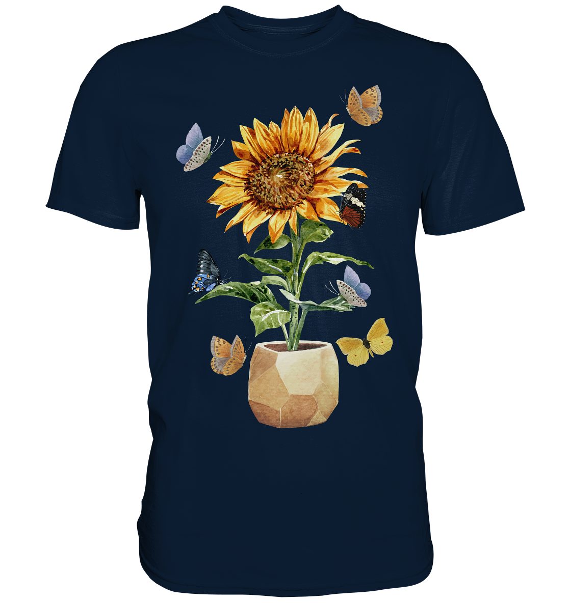 Tigerlino T-Shirt Schmetterling Sonnenblumen Shirt Gärtner günstig online kaufen
