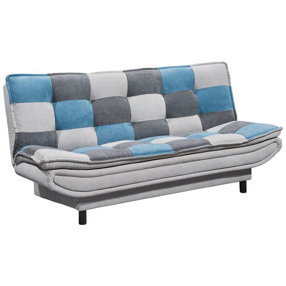 Lomadox Schlafsofa PIRNA-09, mit Bettkasten in 188x118 cm, in der Farbe silver, denim, dark grey