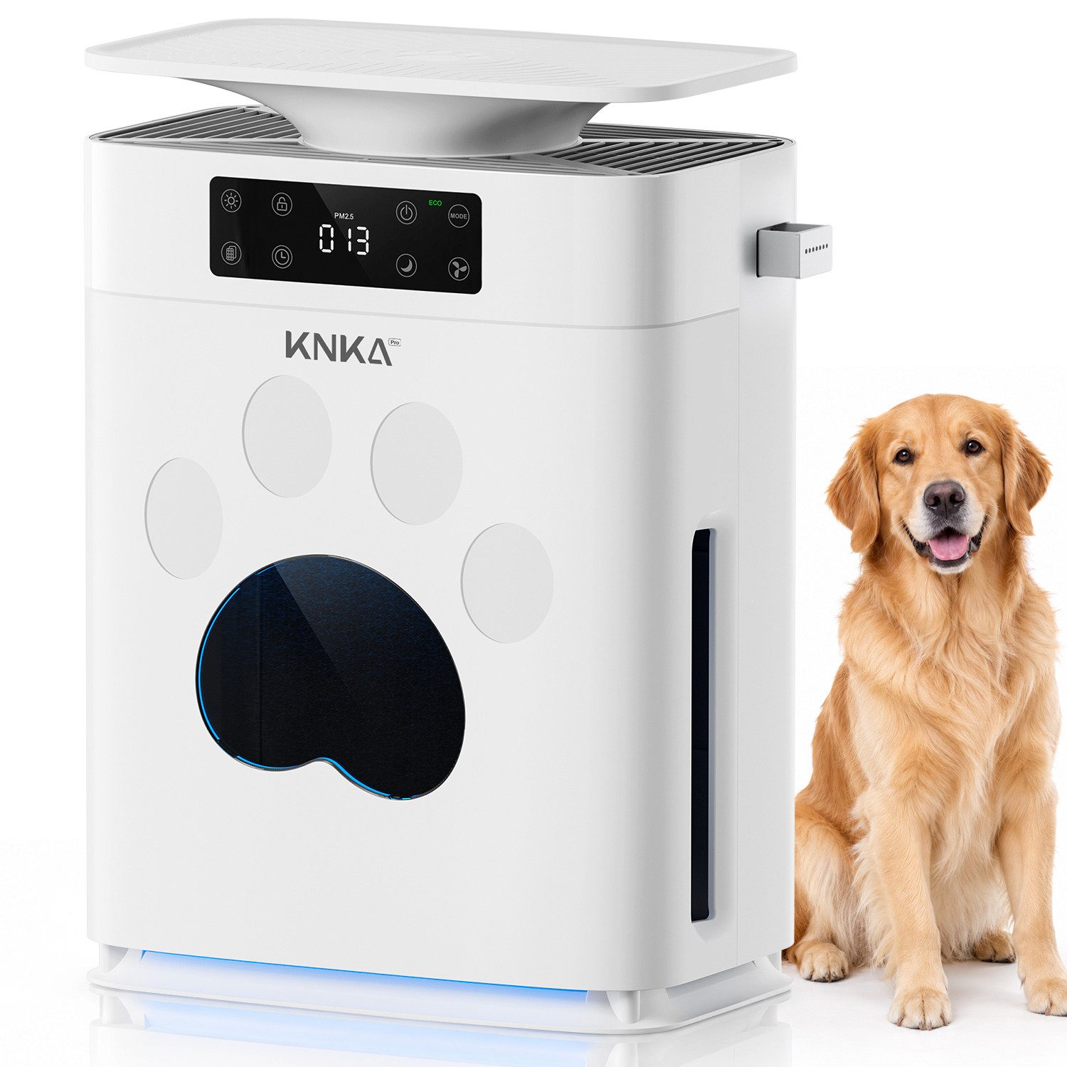 KNKA PRO Luftreiniger luftreiniger tierhaare für Allergiker H13 HEPA, CADR 240m³/h, für 50 m² Räume, PM2.5-Sensor, LED, Timer und Kindersicherung