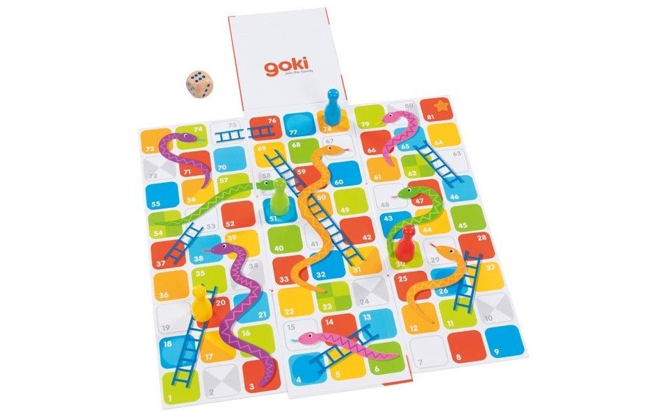 Gollnest & Kiesel Spiel Goki 56636 - Schlangen & Leitern XXL im Würfel zum Aufklappen
