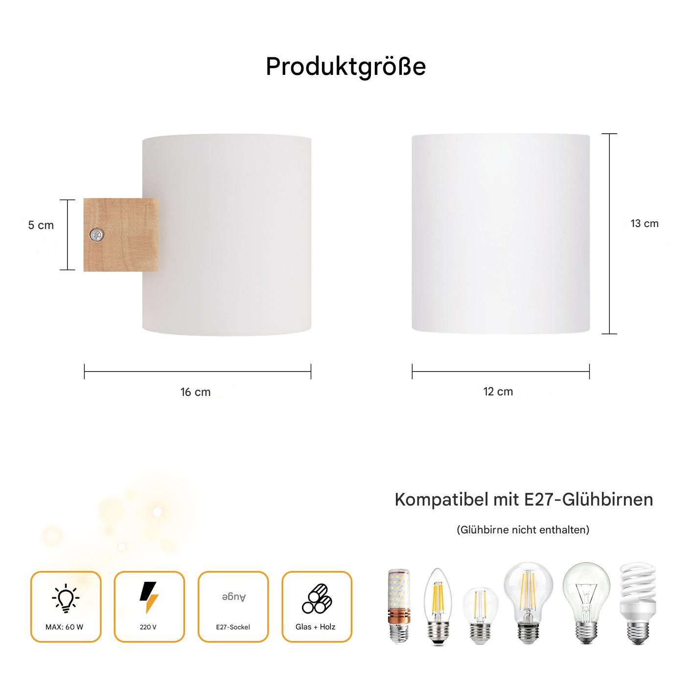 Riserva Wandleuchte Holztreppen Wandleuchte, Glas Wandleuchte, günstig online kaufen