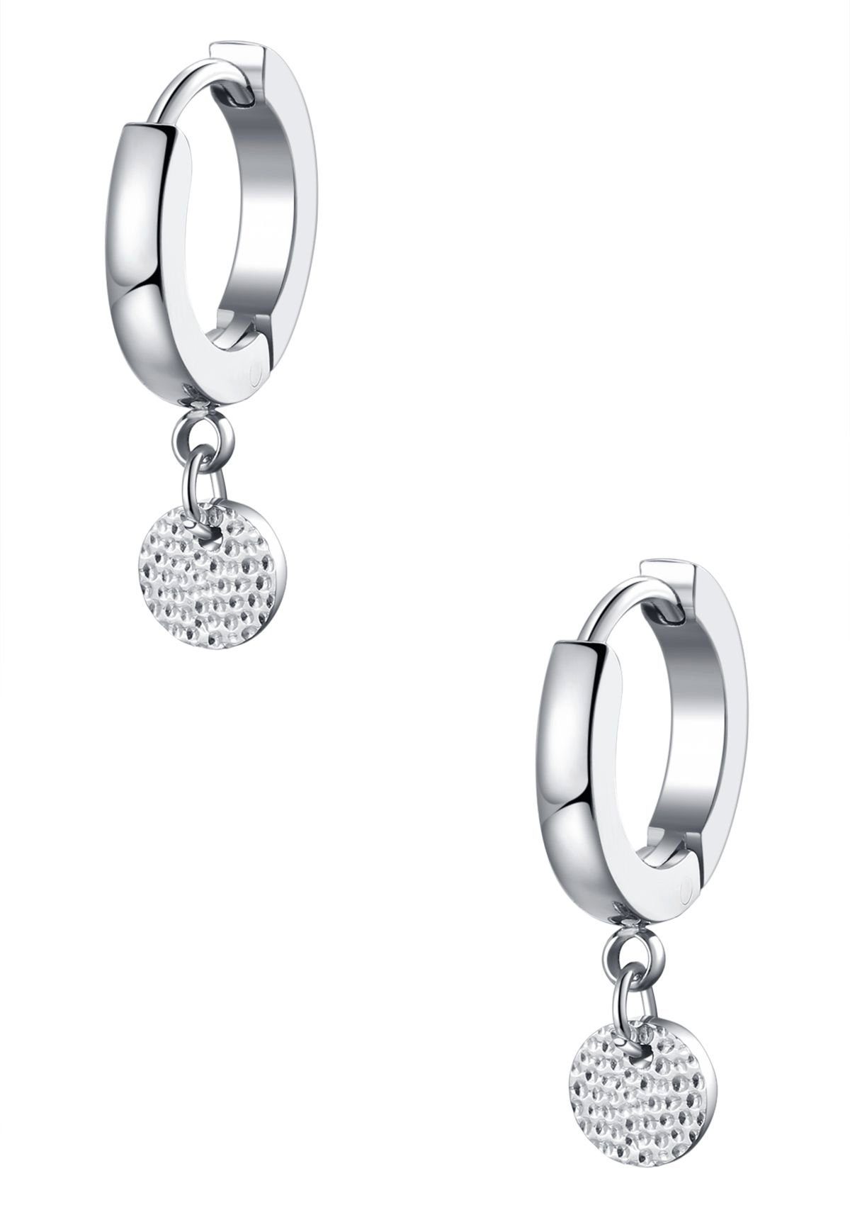 Hey Happiness Paar Ohrhänger Creolen Strukturierter Kreis Anhänger, 18K Ros günstig online kaufen