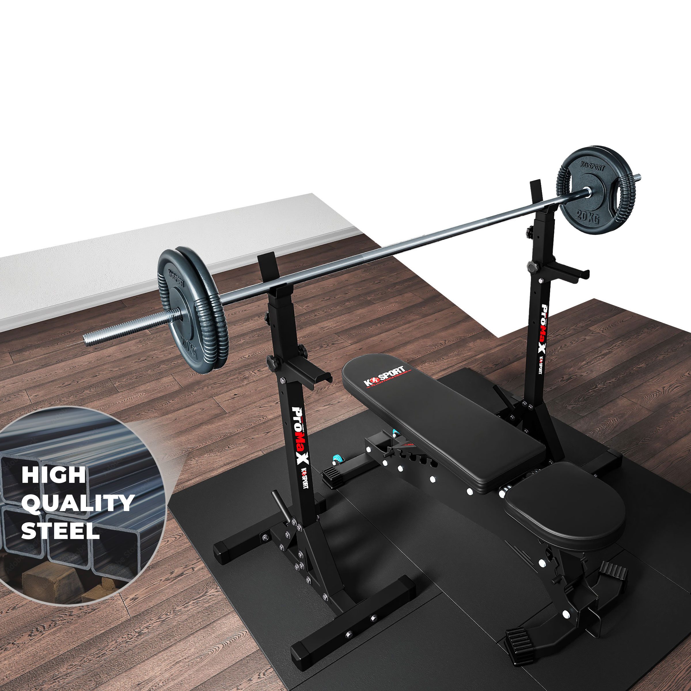 K-SPORT Kraftstation 2 x Langhantelständer, (Squat-Rack für Langhanteltraining, Kniebeugeständer, Langhantelablage bis 250kg), Made in EU!