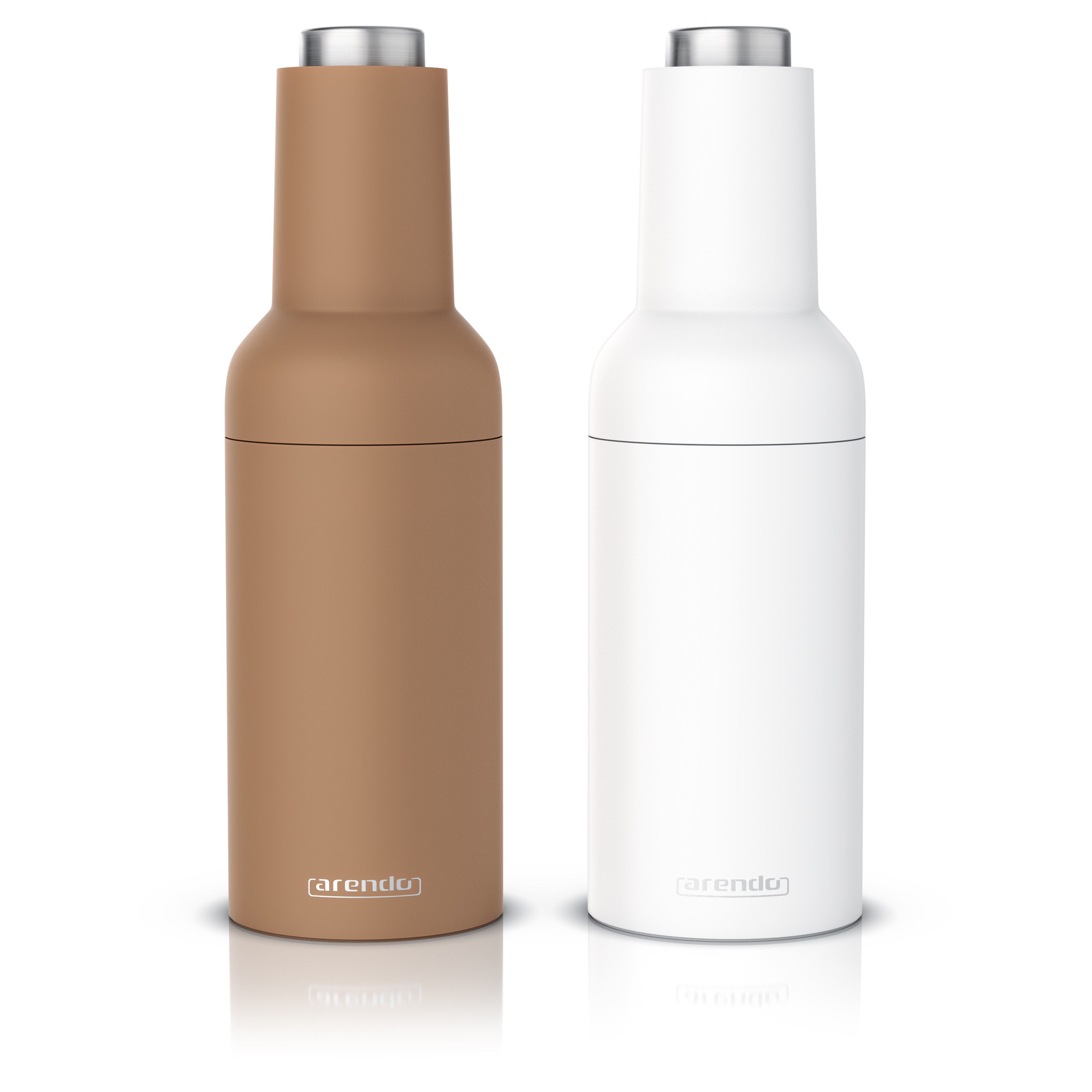 Arendo Salz-/Pfeffermühle elektrisch, Elektrische Salzmühle & Pfeffermühle, Batteriebetrieben, weiß/braun