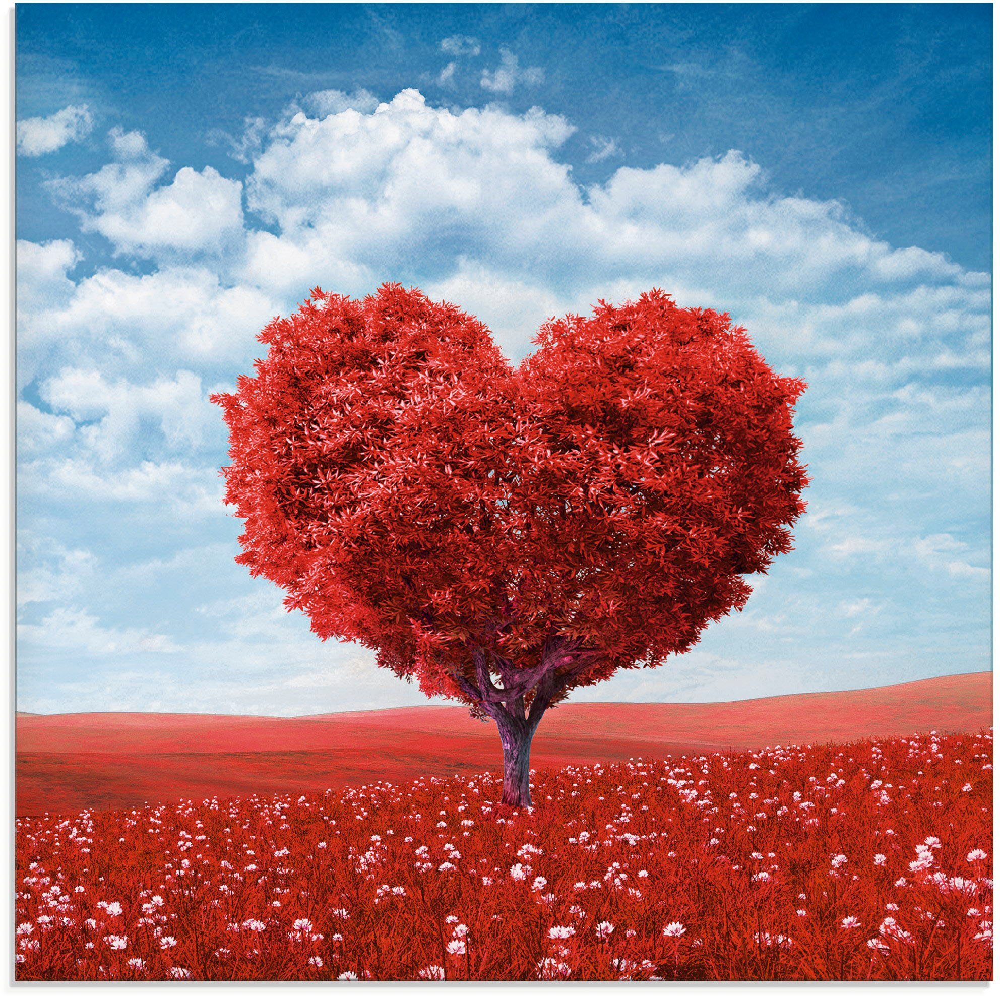 Artland Glasbild »Baum in Form eines Herzens«, Herzen, (1 St.), in verschie günstig online kaufen