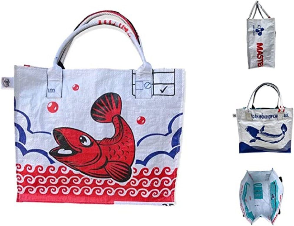 LK Trend & Style Einkaufsshopper Einkaufstasche aus recyceltem Reissack BEADBAGS, Mach dein Statement auf so außergewöhnlich Art Sichtbar! Einkaufstasche Rudi