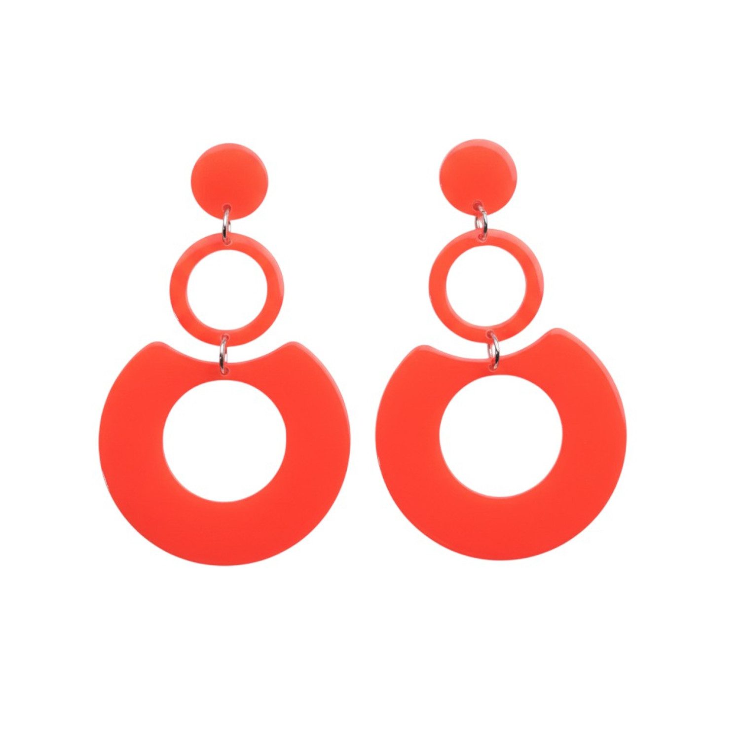 KARMA Paar Ohrhänger Damen Ohrringe bunt 6 cm vers. Farben (Statement-Ohrschmuck, 2-tlg., Sommer Accessoire), modern Damenohrringe Kreis groß