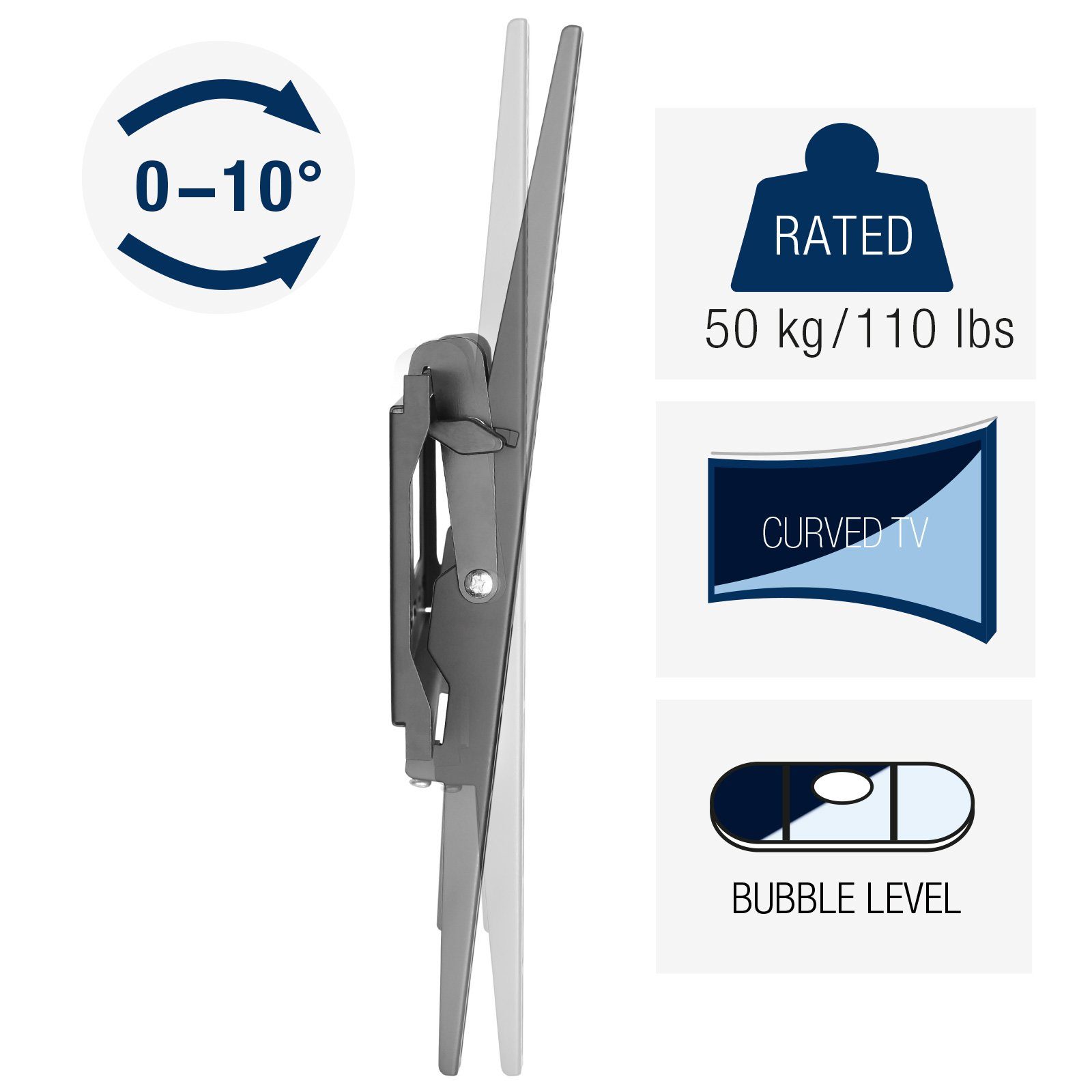 CAVO TV-Wandhalterung TV-Halterung neigbar, für Flach & Curved Fernseher & Monitor, (bis 55 Zoll, für 32 - 55 Zoll Bildschirme bis 50 kg, max. VESA 400x400 mm)