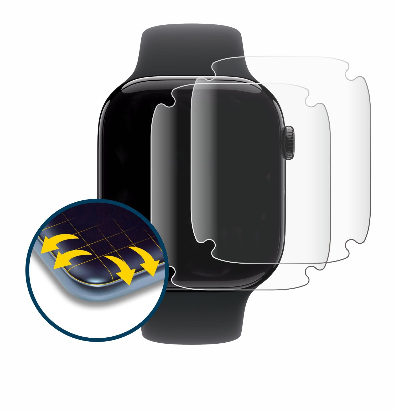 BROTECT Displayschutzfolie Fullscreen Schutzfolie für Apple Watch Series 11 (46 mm), 2 Stück, Displayschutz Folie Fullcover Klar Transparent