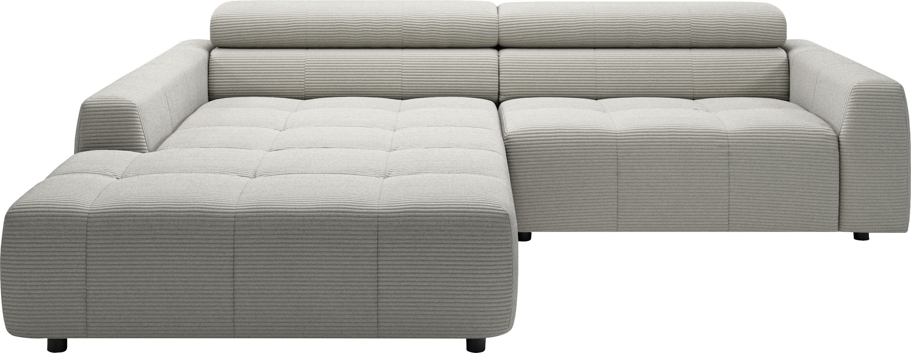 3C Candy Ecksofa Denver auch mit Cord- und Easy care-Bezug, Kopfteilverstellung L-Form, wahlweise. mit motorischer Sitztiefenverstellung
