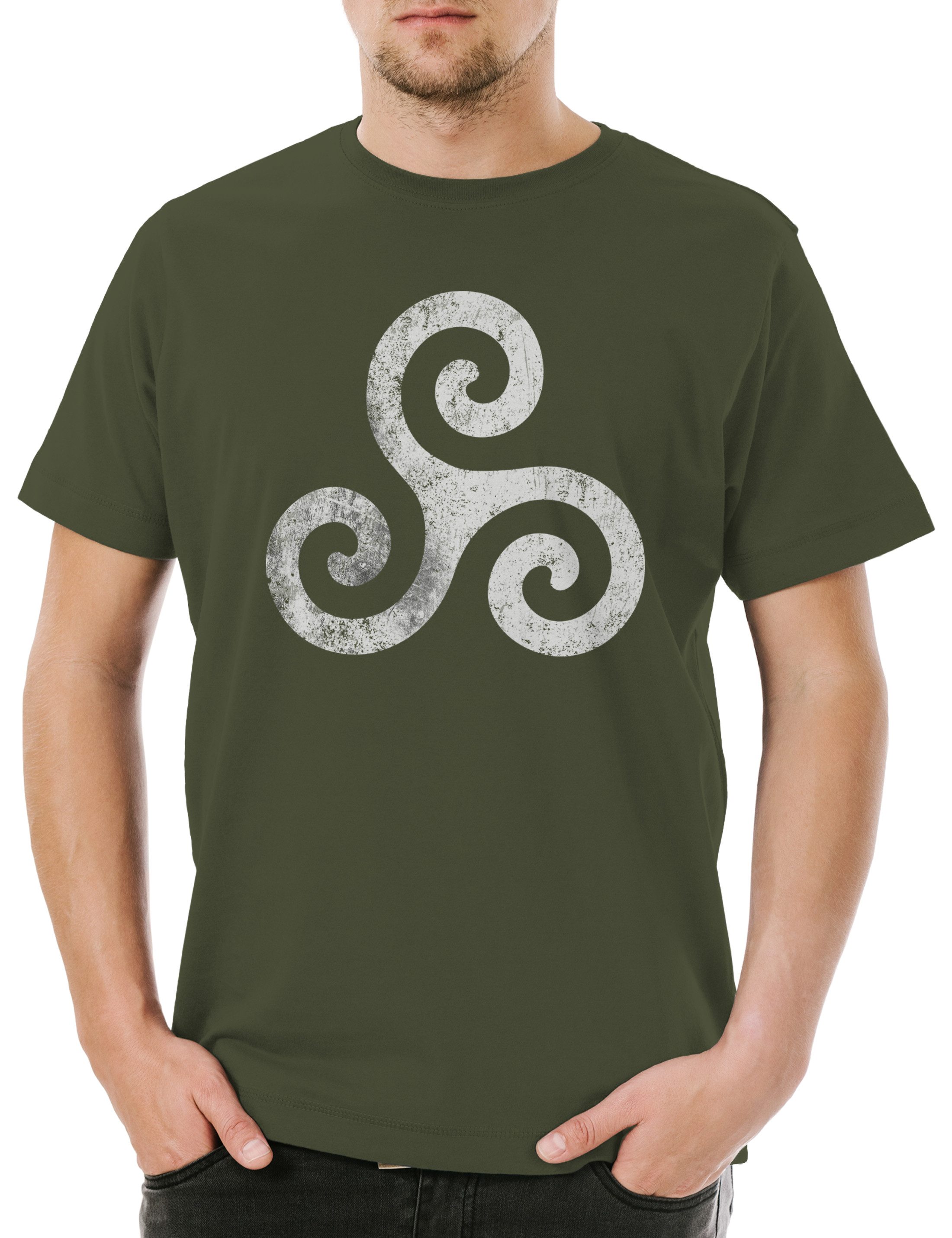 Urban Backwoods Print-Shirt Triskelion Symbol I Herren T-Shirt Nordic Celtic Kelten Knoten Larp (1-tlg) Vikings Thor Wikinger Triskel