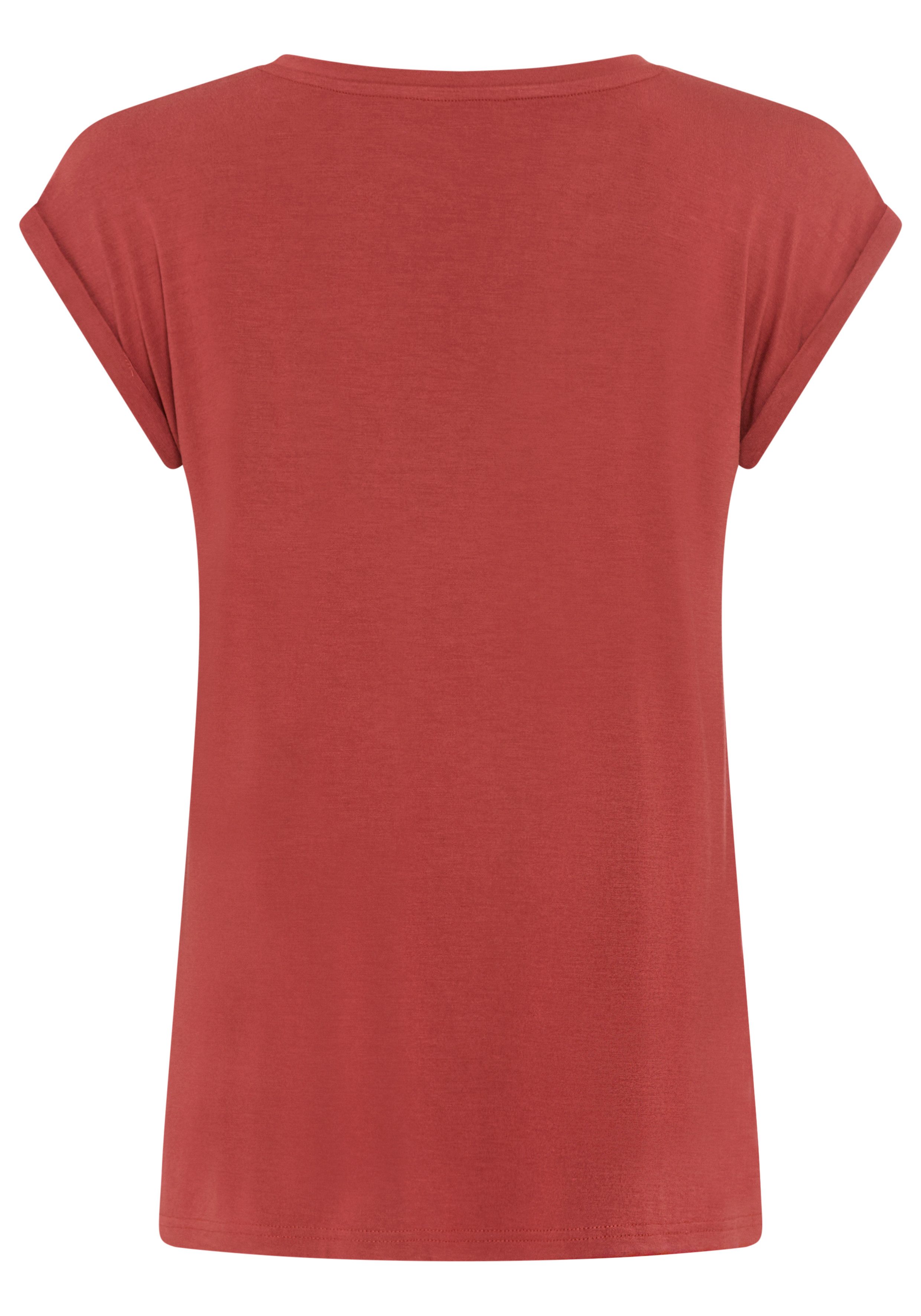 Tamaris T-Shirt Regular Fit, mit überlappenden Schultern, Kurzarm mit Aufschlag