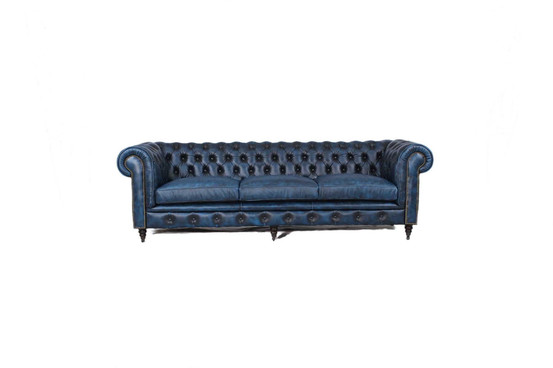 Salottini Chesterfield-Sofa XL 3er Sofa Chesterfield 3-Sitzer Couch Waterloo VOLLLEDER, 1 Teile, Handarbeit
