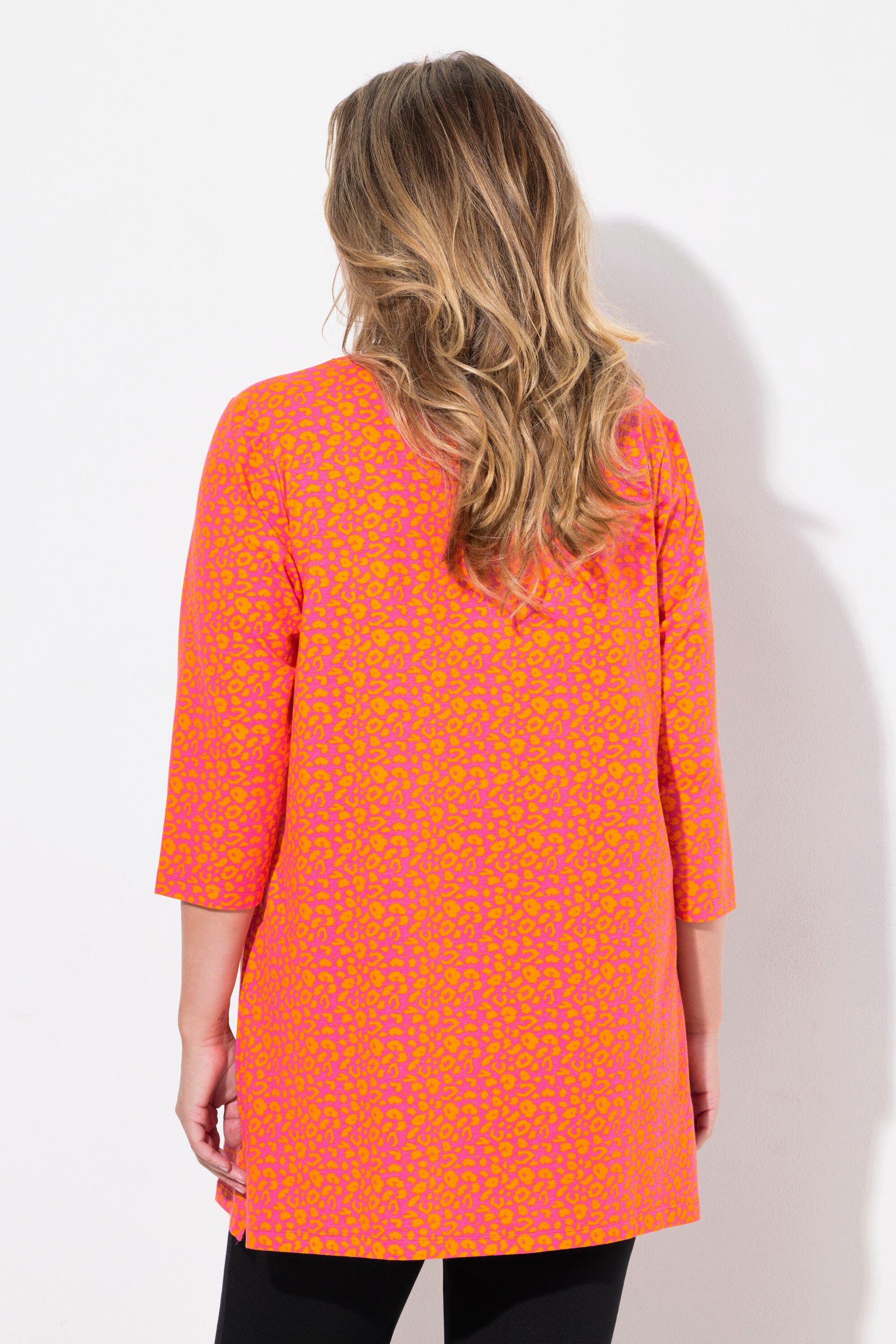 MIAMODA Longshirt Longshirt Leomuster Glitzer-Statement 3/4-Ärmel