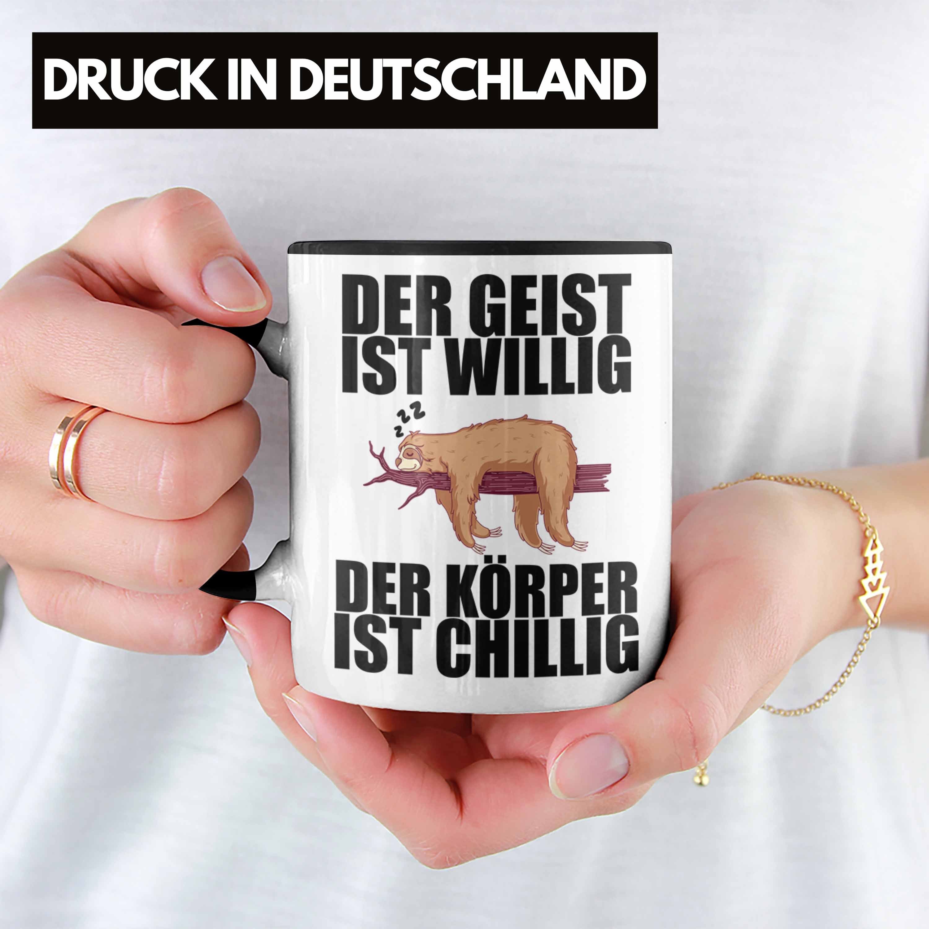 Trendation Tasse Trendation - Spruch Tasse Geschenk Büro Arbeitskollege Mitarbeiter Faultier Lustige mit Schwarz