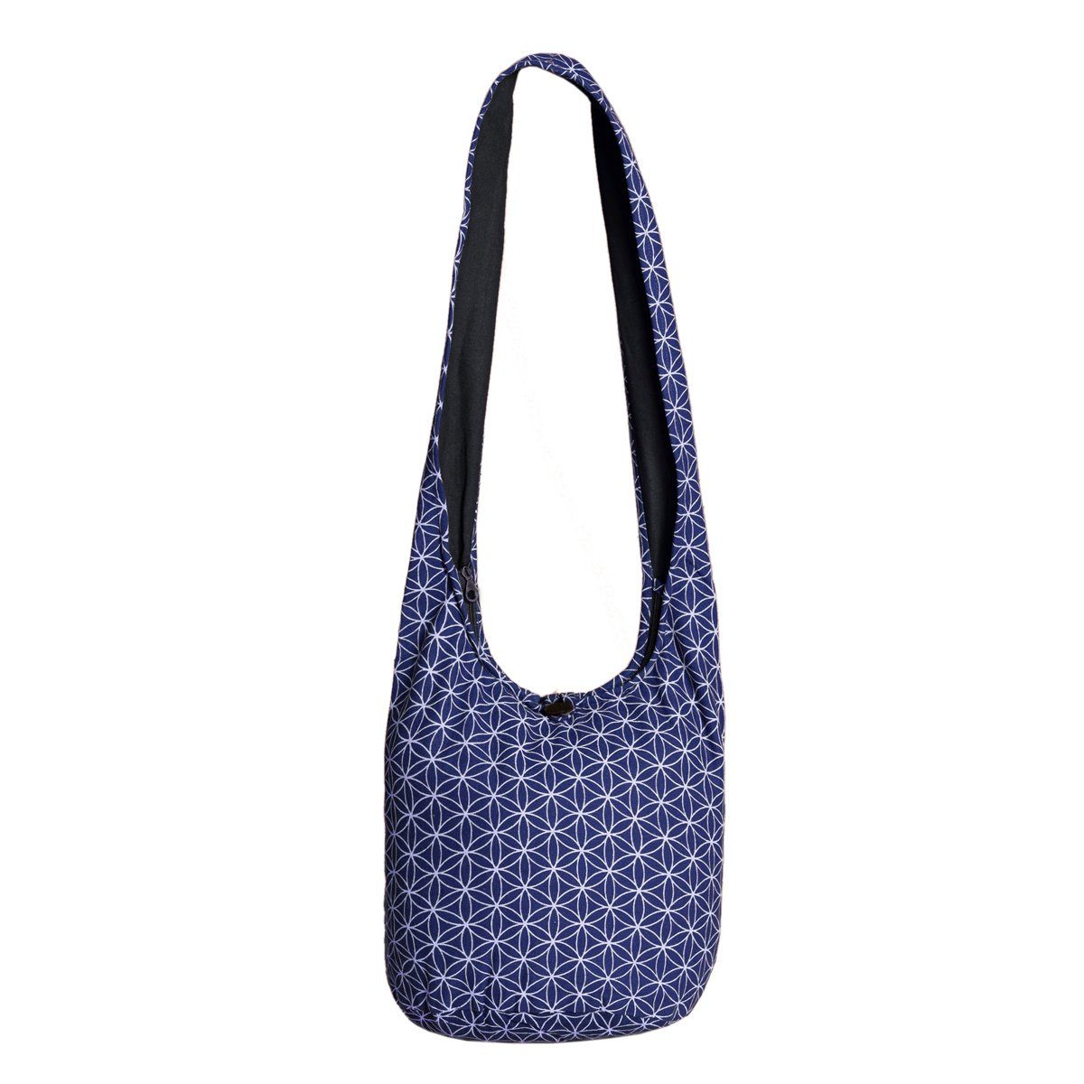 PANASIAM Schultertasche Geometrix Schulterbeutel praktische Wickeltasche Beuteltasche Umhängetasche, blau In aus Größen auch geeignet als und Handtasche 100% 2 Lebensblume Baumwolle