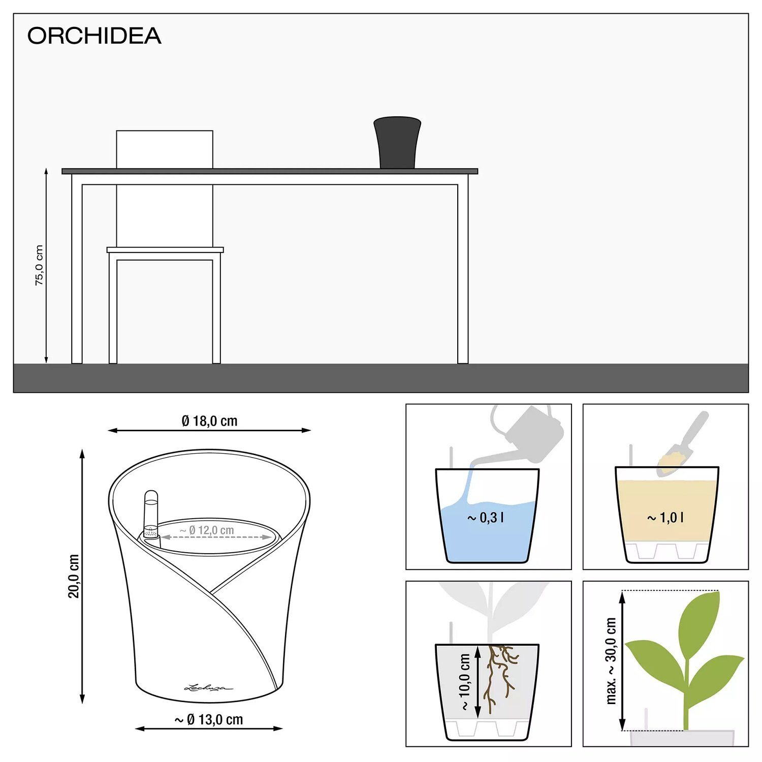 Lechuza® Blumentopf Pflanztopf ORCHIDEA taupe matt