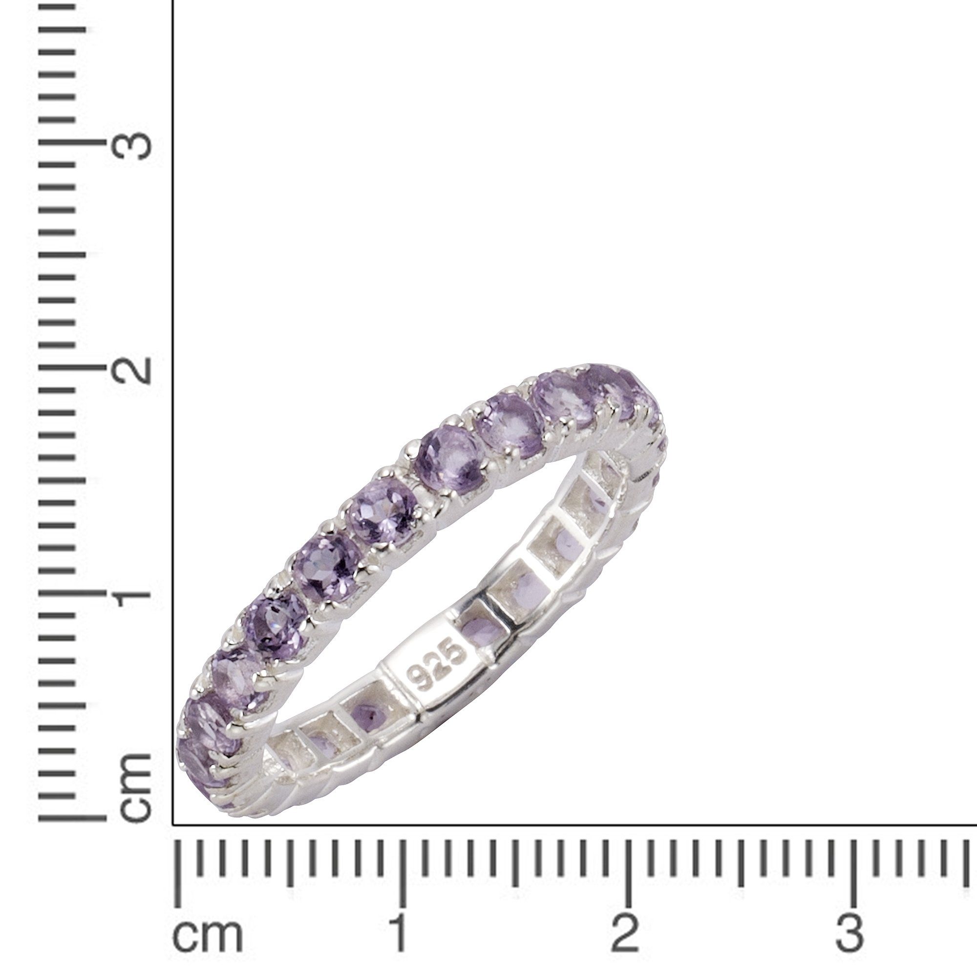 Zeeme Fingerring 925/- Sterling Amethyst rhodiniert Silber