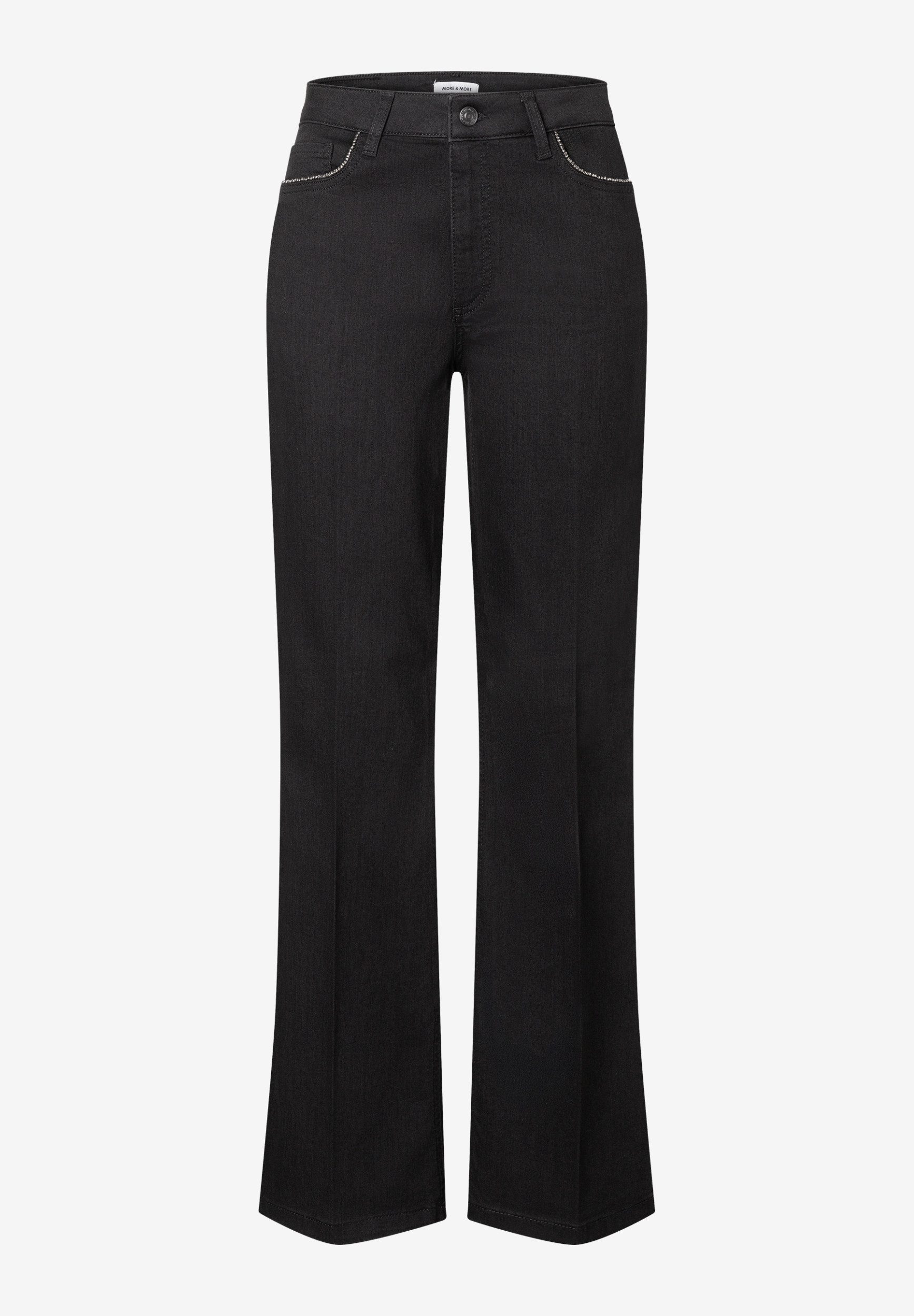 MORE&MORE Bequeme Jeans Flared Jeans w Rhinestones
