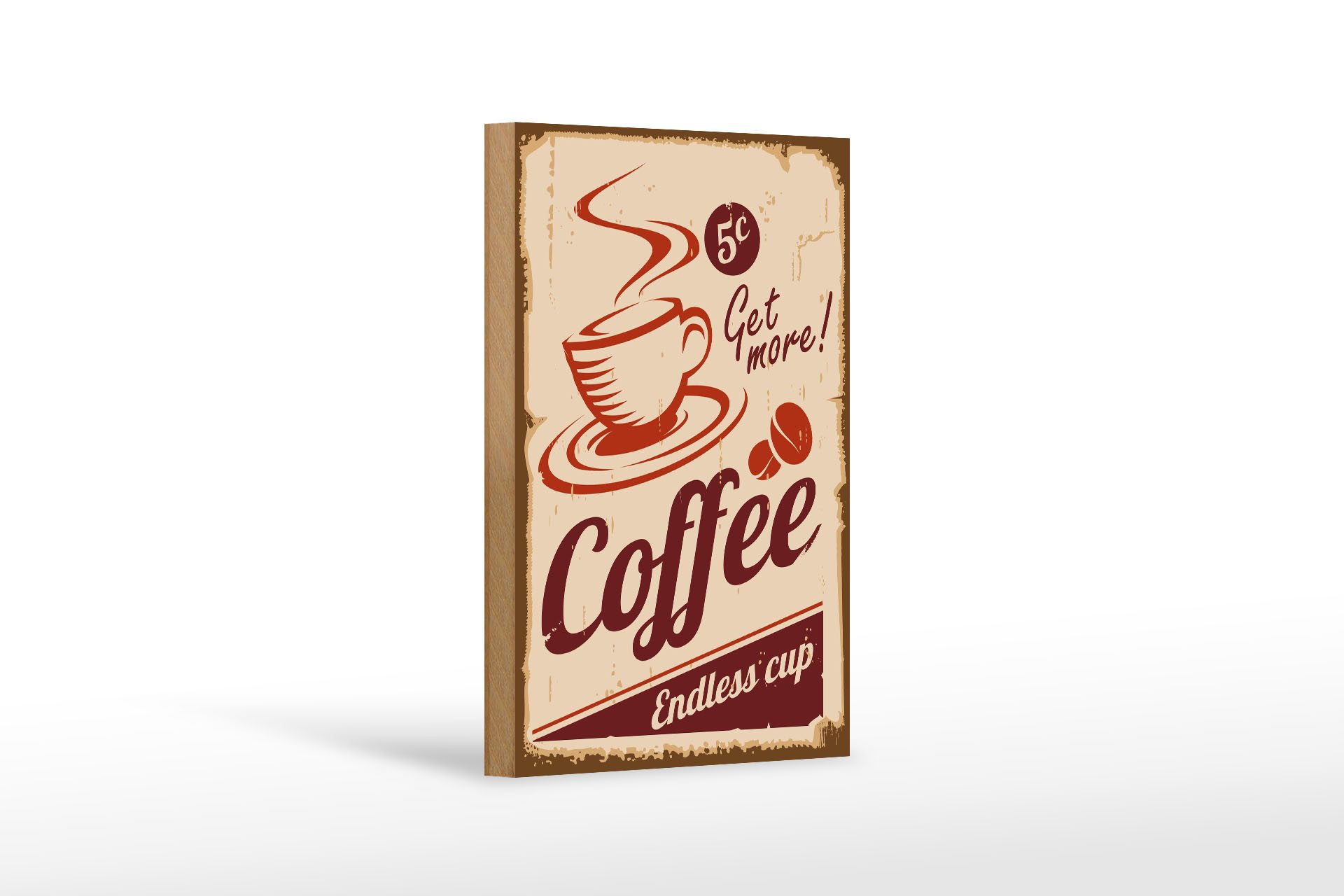 Holzbild Retro 12x18 cm Coffee Endless cup Kaffee
